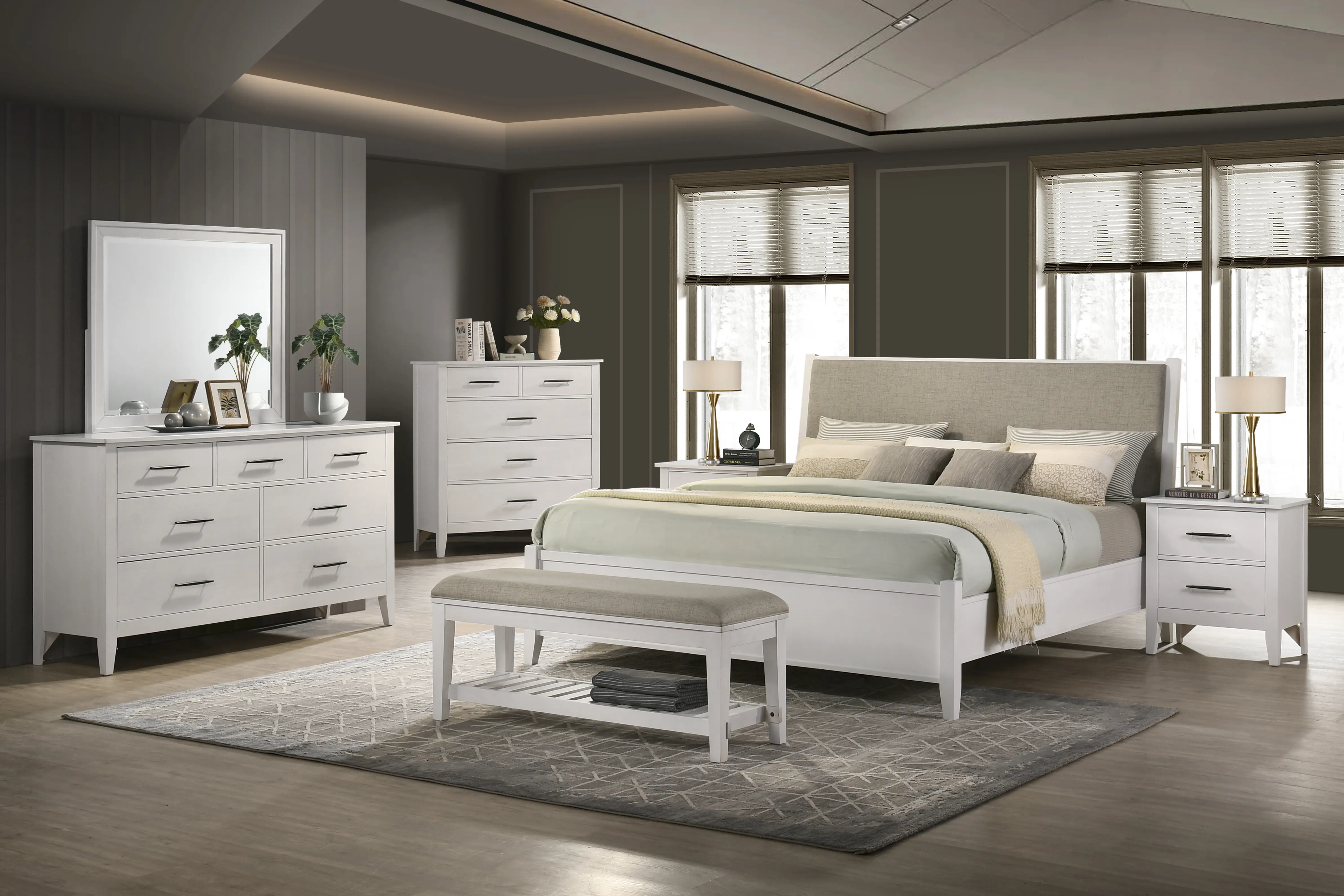 Andover White Upholstered King Bed-2
