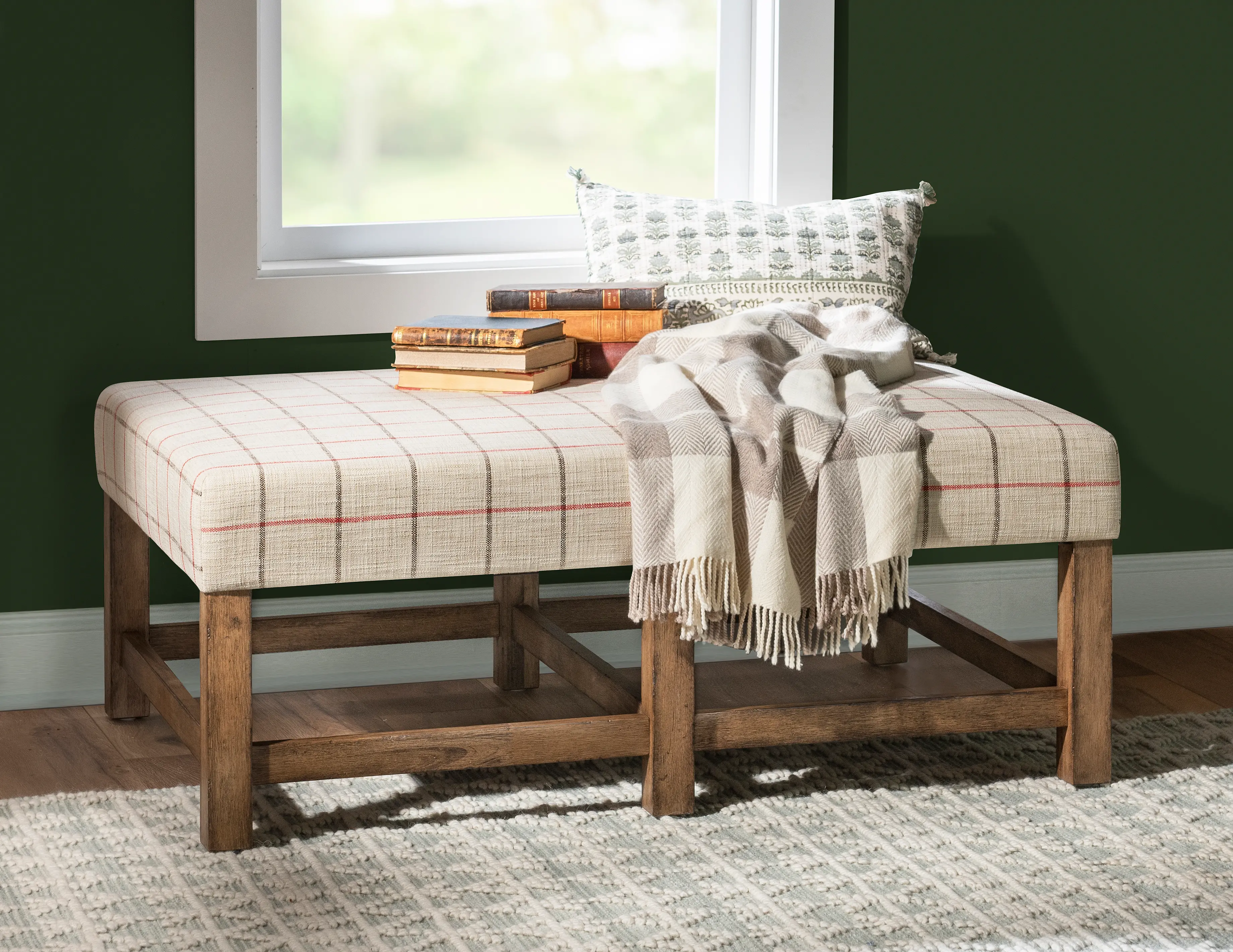 Country Living Beige Upholstered Ottoman Coffee Table-2