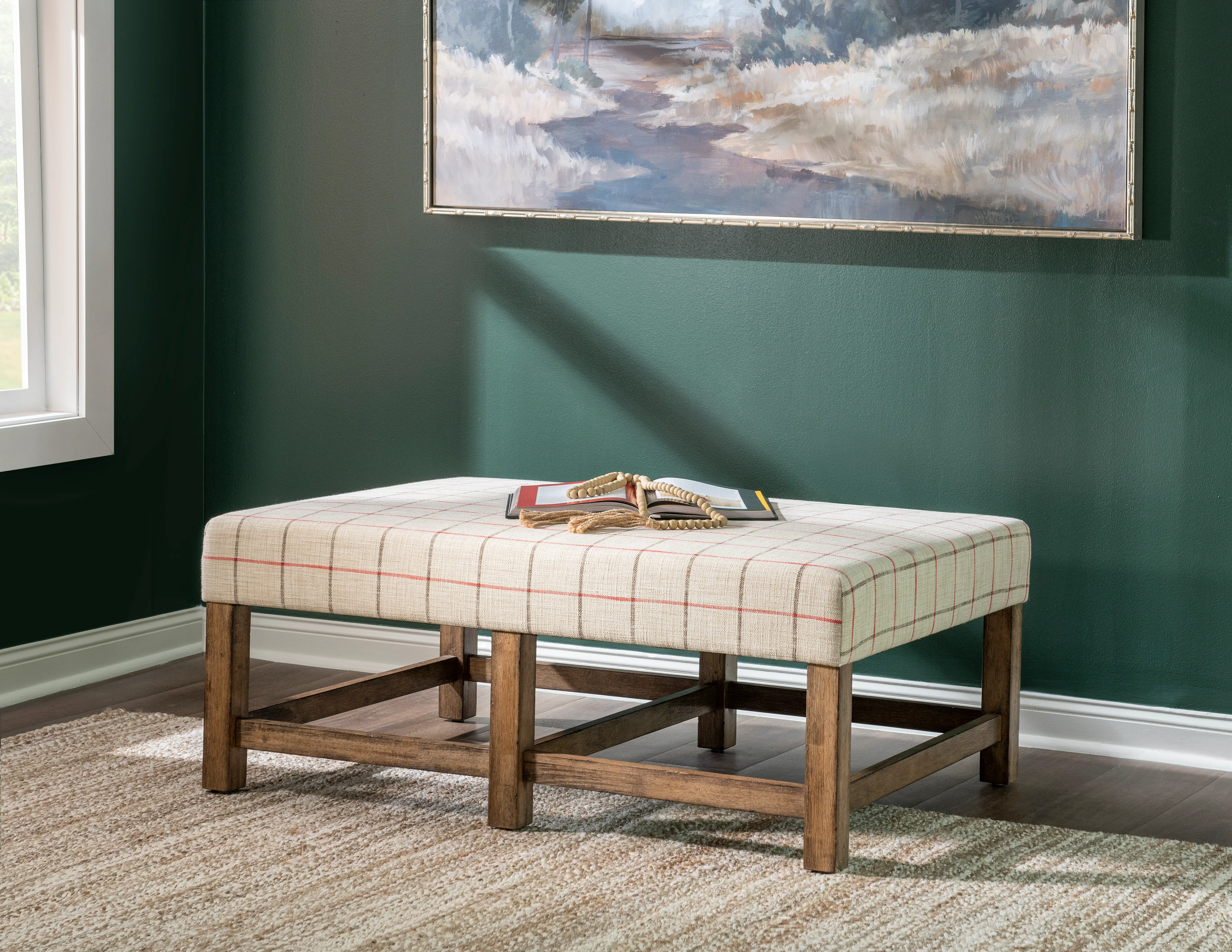Country Living Beige Upholstered Ottoman Coffee Table-8