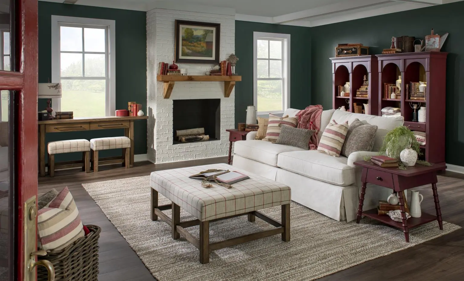 Country Living Beige Upholstered Ottoman Coffee Table-9