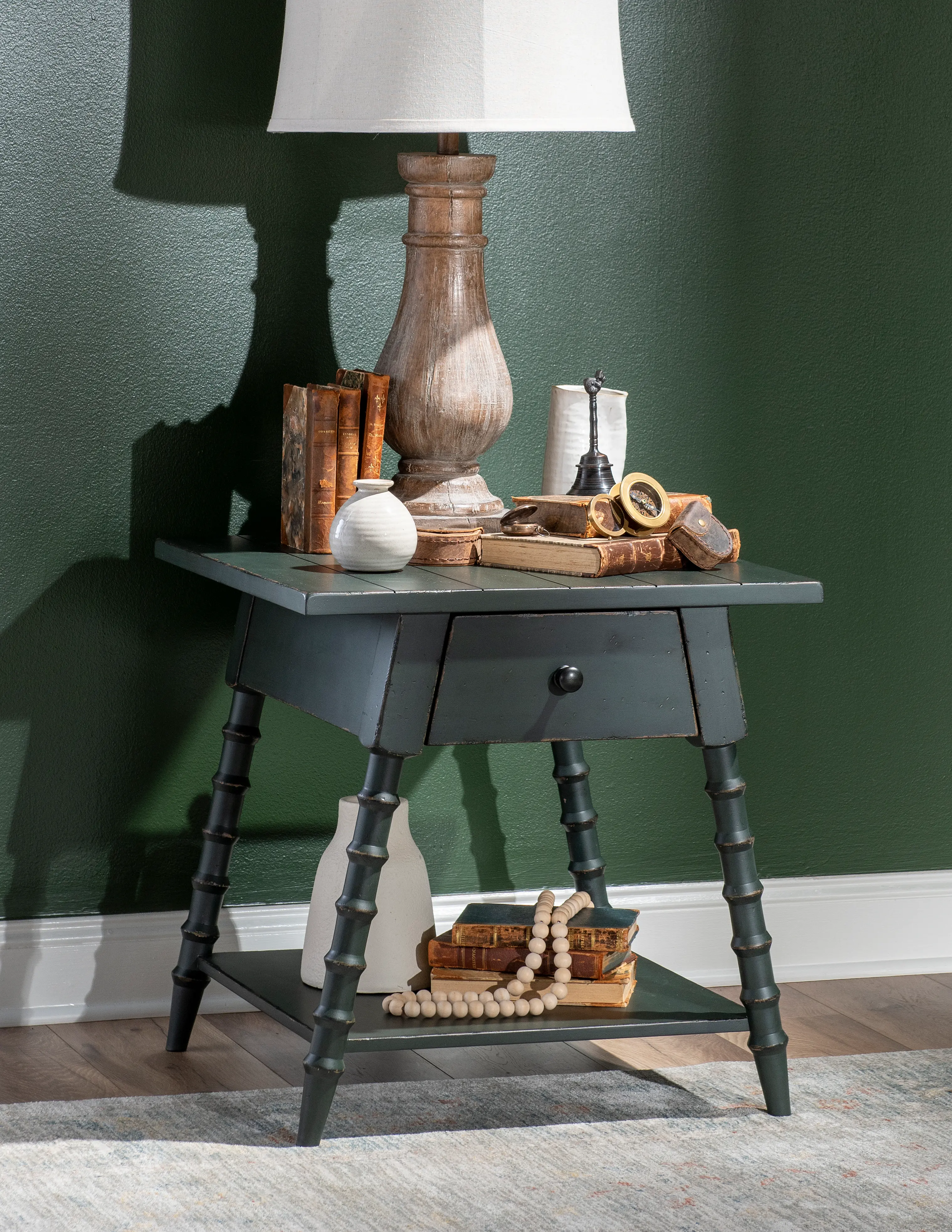 Country Living Green Bobbin Leg End Table-2