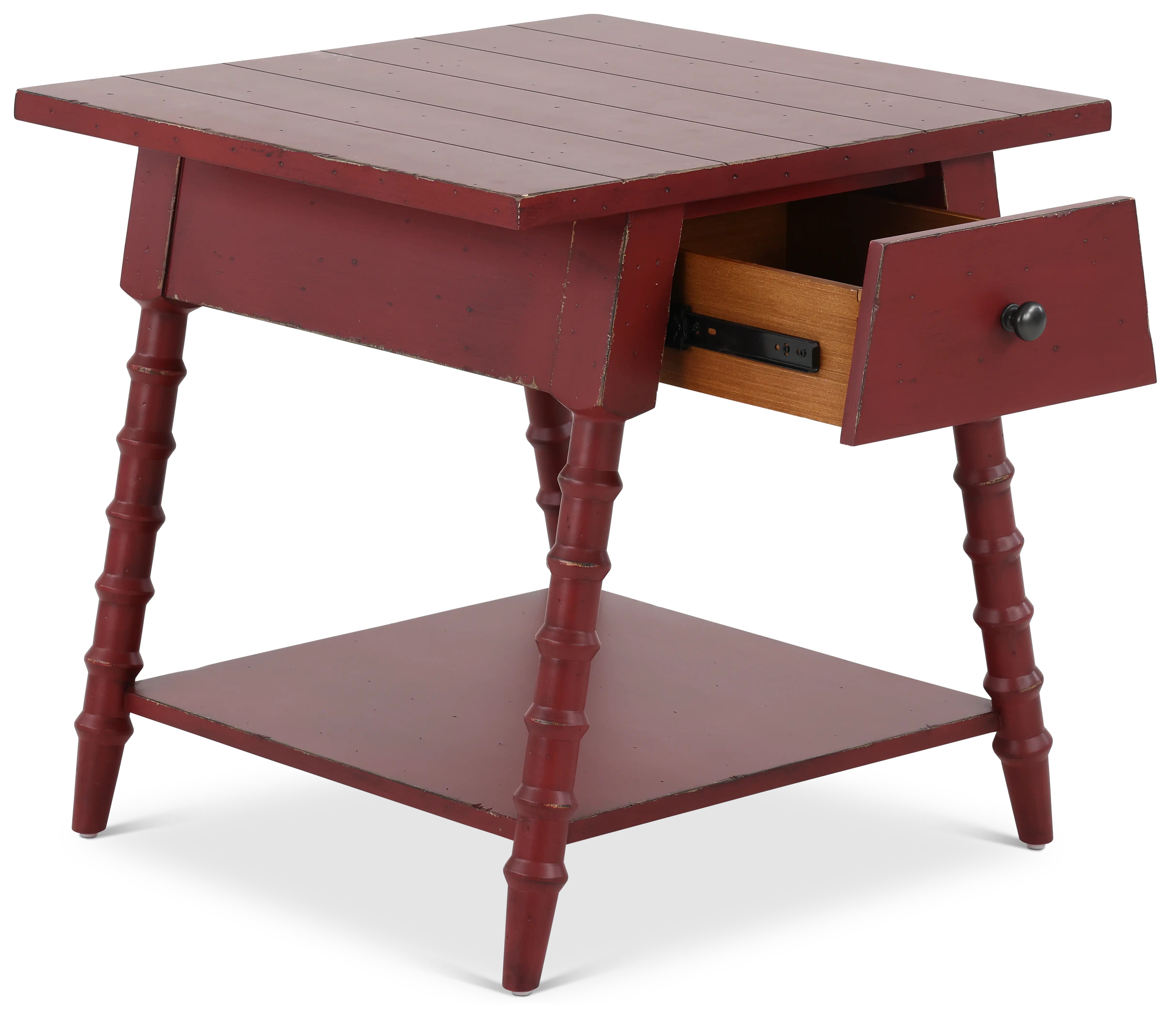 Country Living Red Bobbin Leg End Table-4