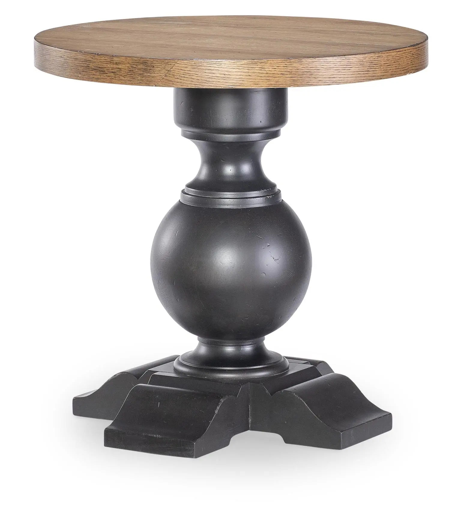 Country Living Oak and Black Round End Table-1