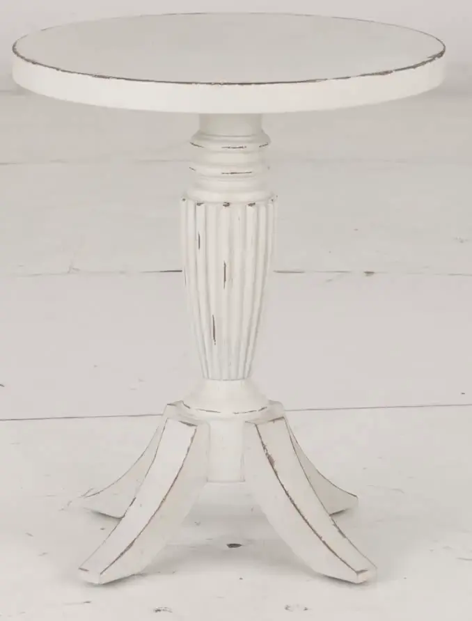 Country Living White Vintage Market Round End Table-7