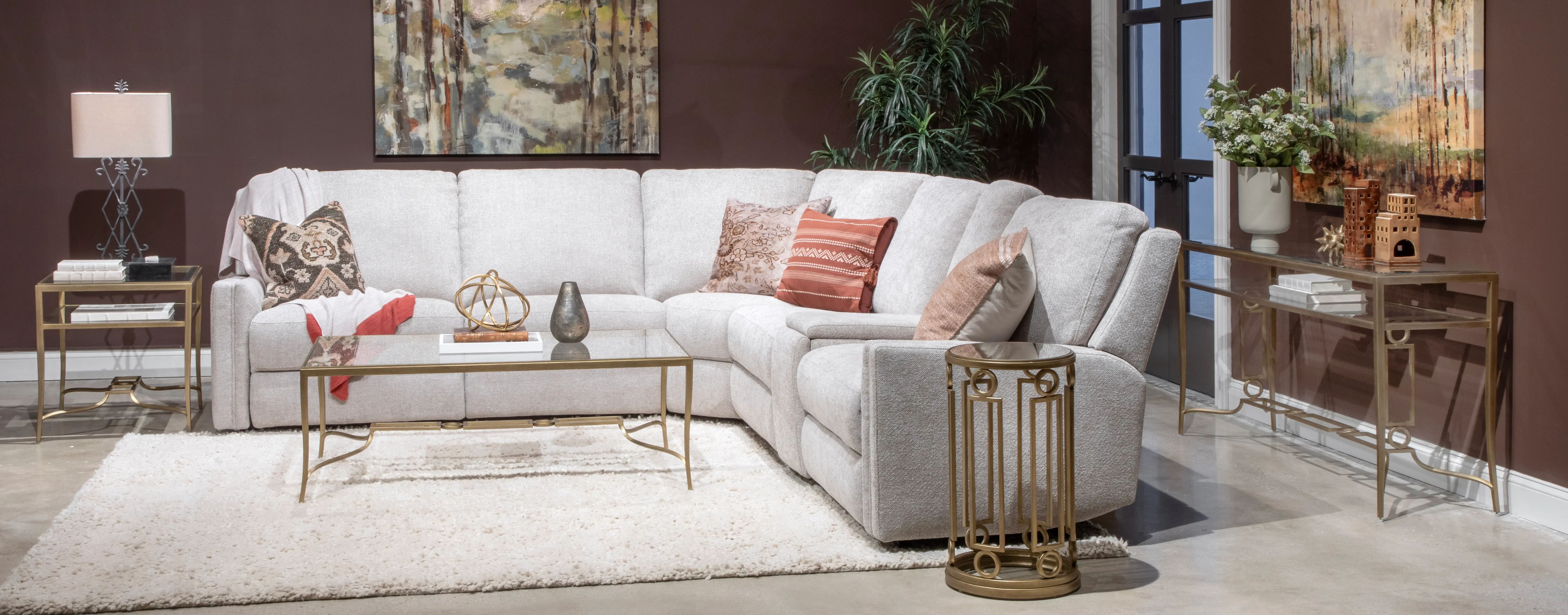 Lorena Brass and Glass Coffee Table-2