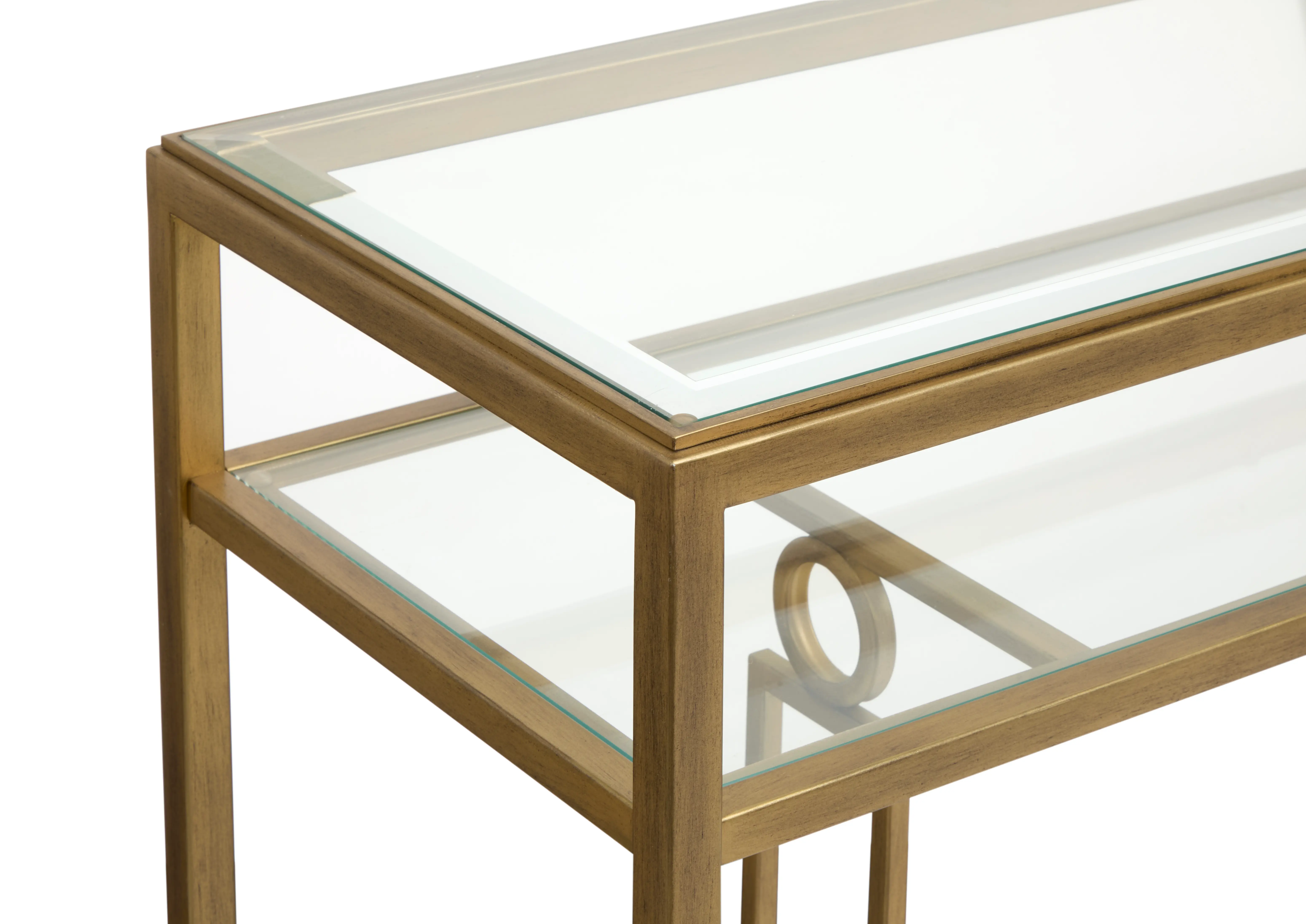 Lorena Brass and Glass Sofa Table-5