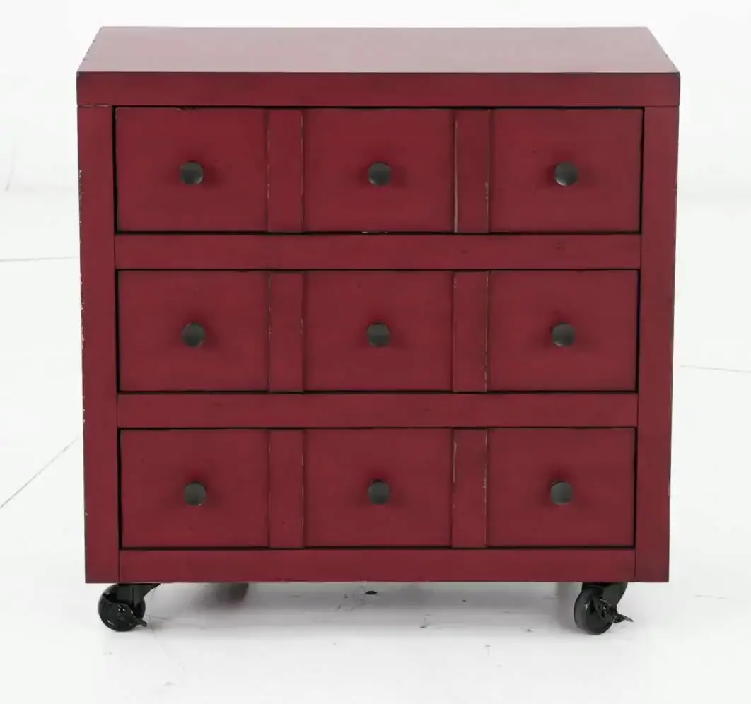 Country Living Red Apothecary Nightstand-11