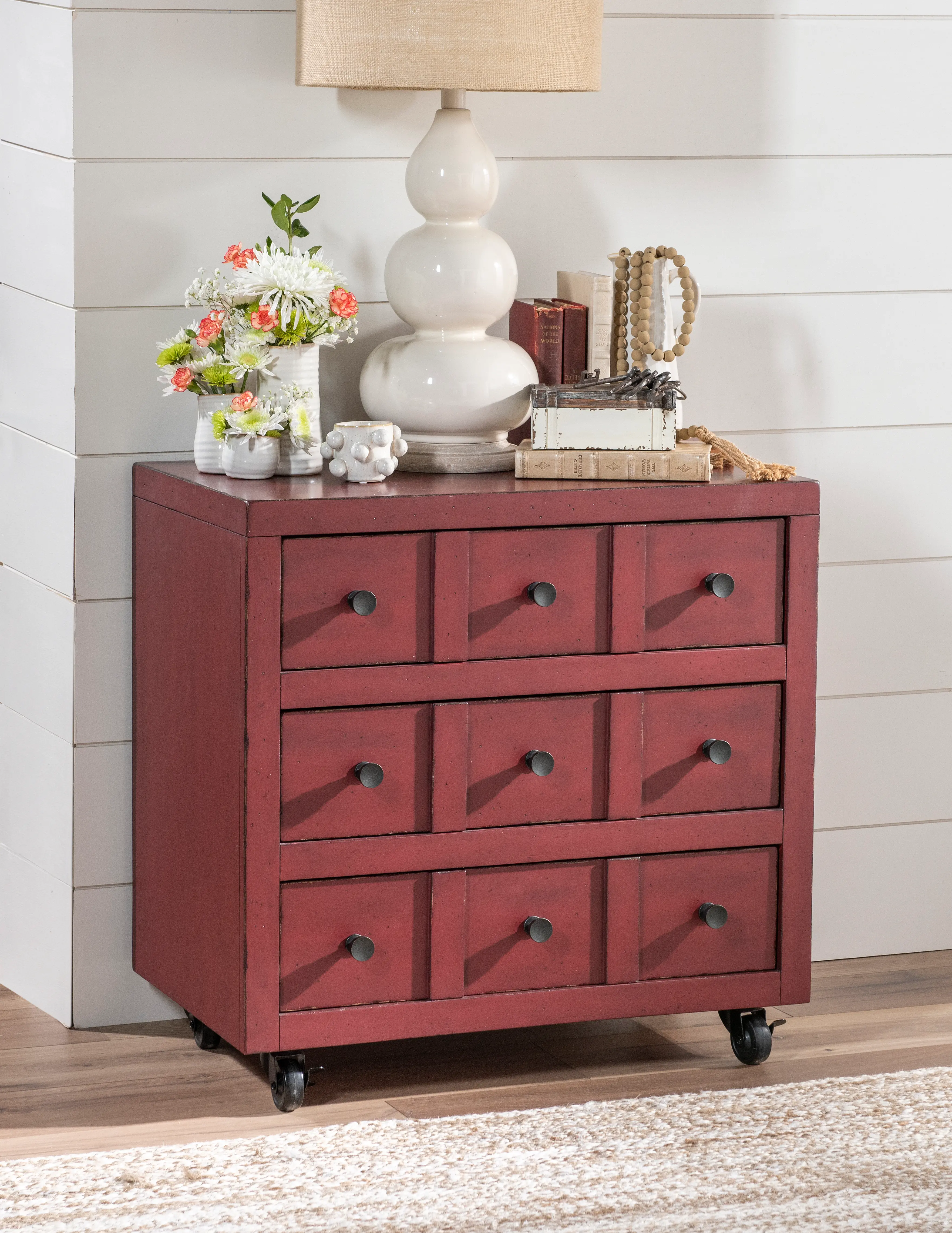 Country Living Red Apothecary Nightstand-2