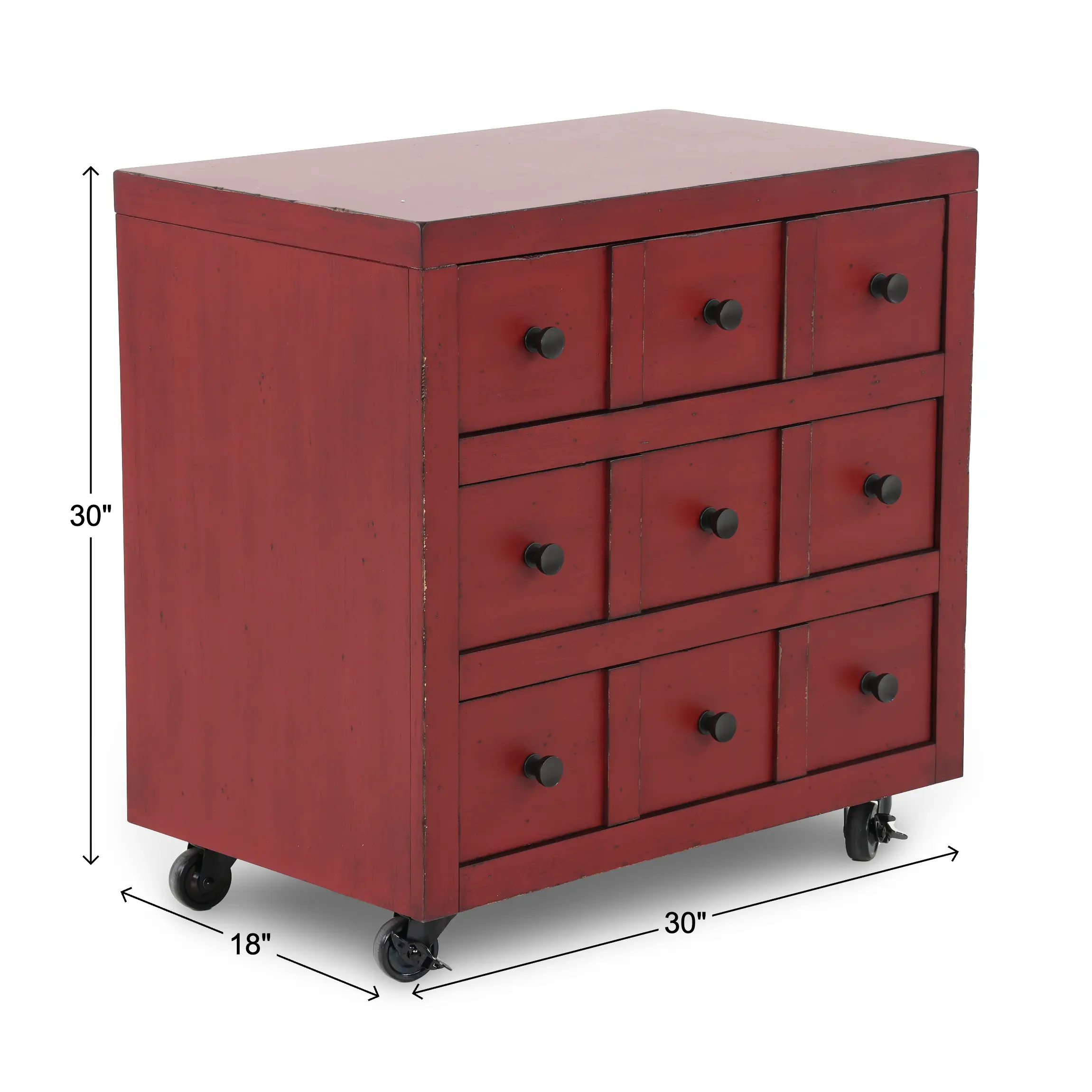 Country Living Red Apothecary Nightstand-3