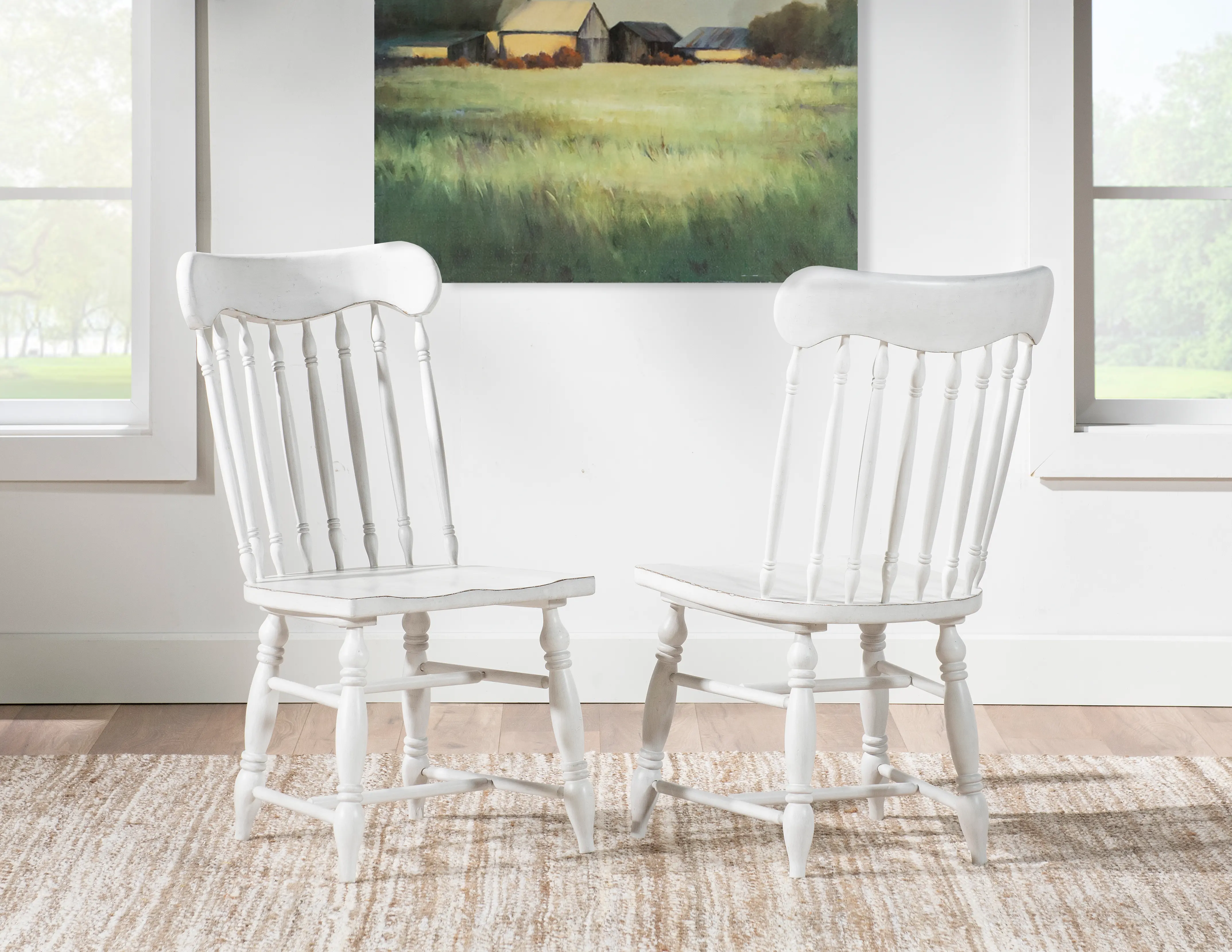 Country White Turned Spindle Dining Chair-2
