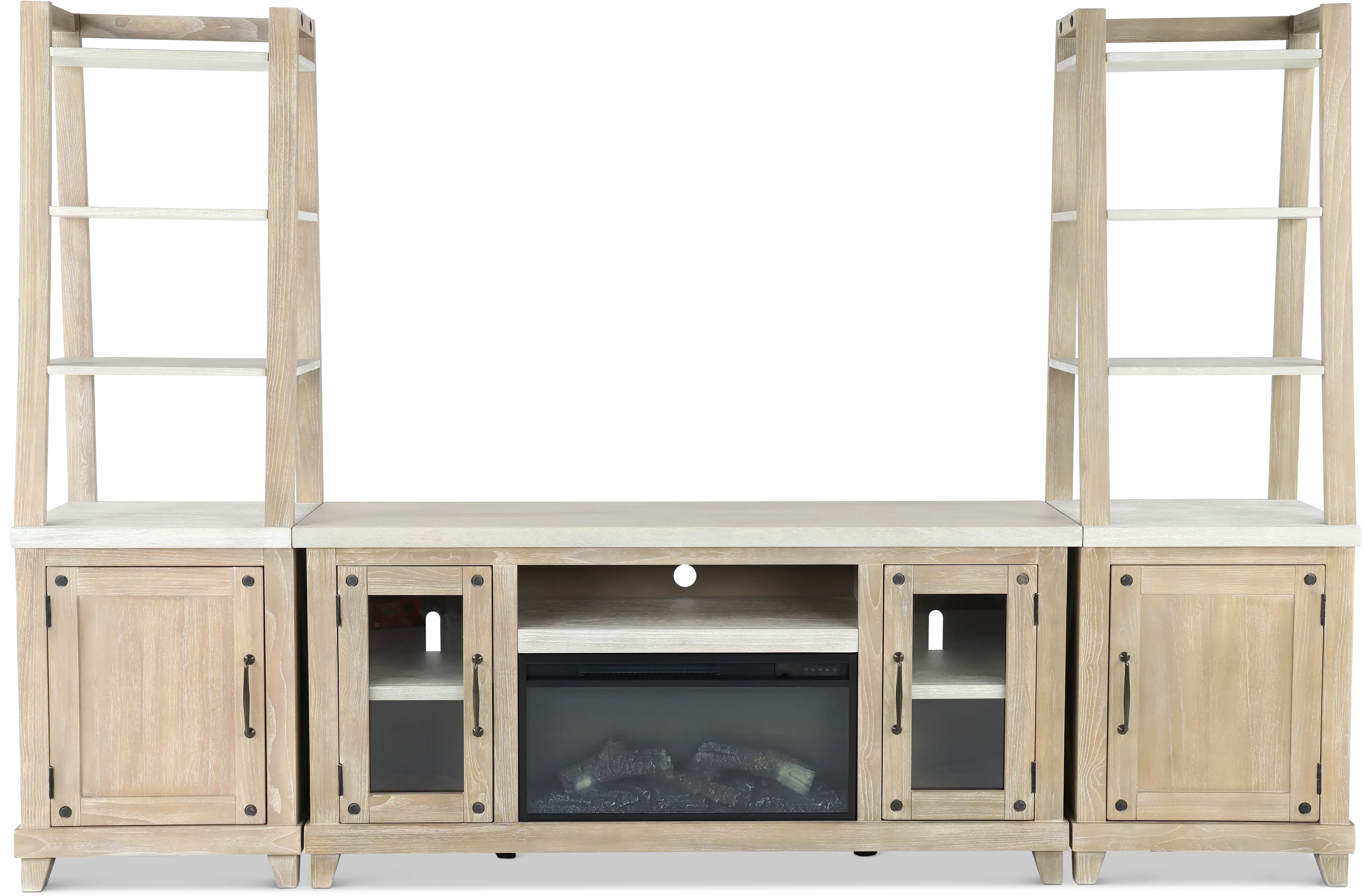Rivan 64 Natural Fireplace Entertainment Center-1