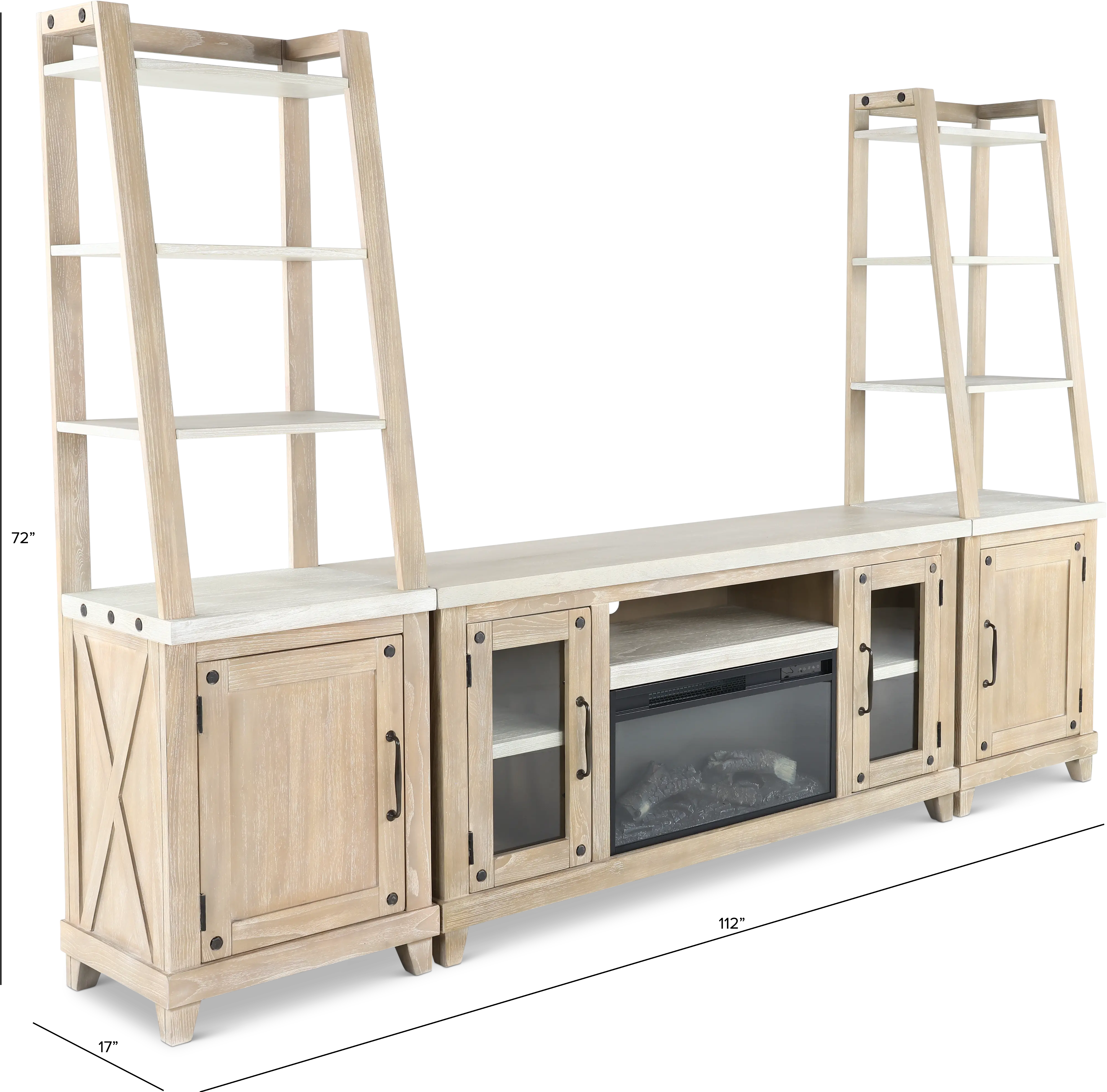 Rivan 64 Natural Fireplace Entertainment Center-3
