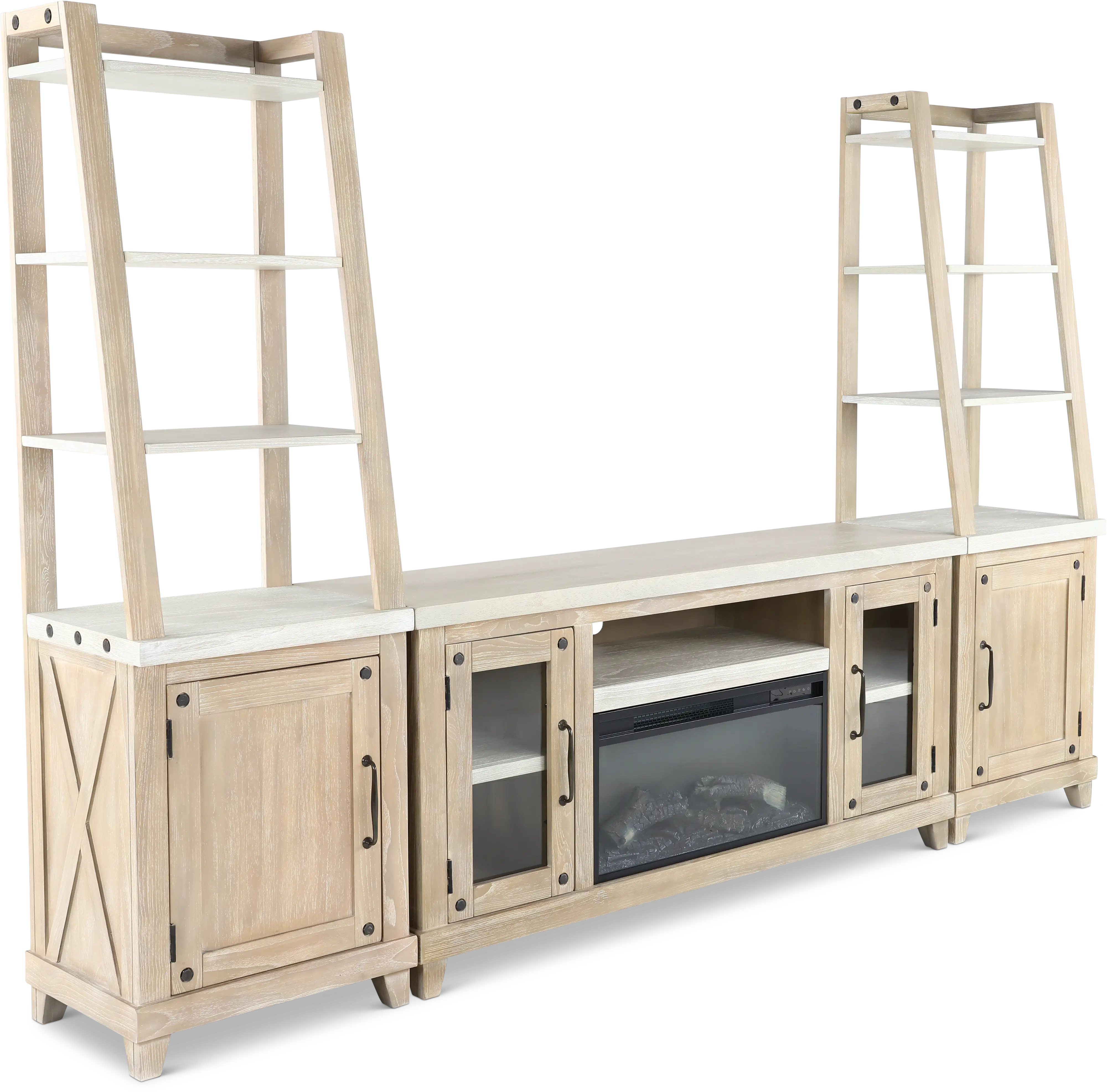 Rivan 64 Natural Fireplace Entertainment Center-4