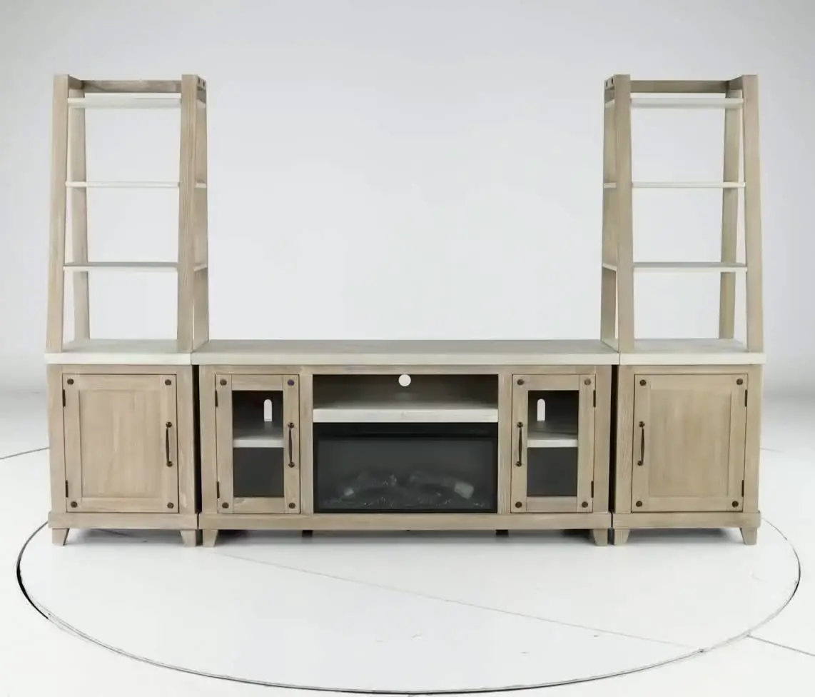 Rivan 64 Natural Fireplace Entertainment Center-5