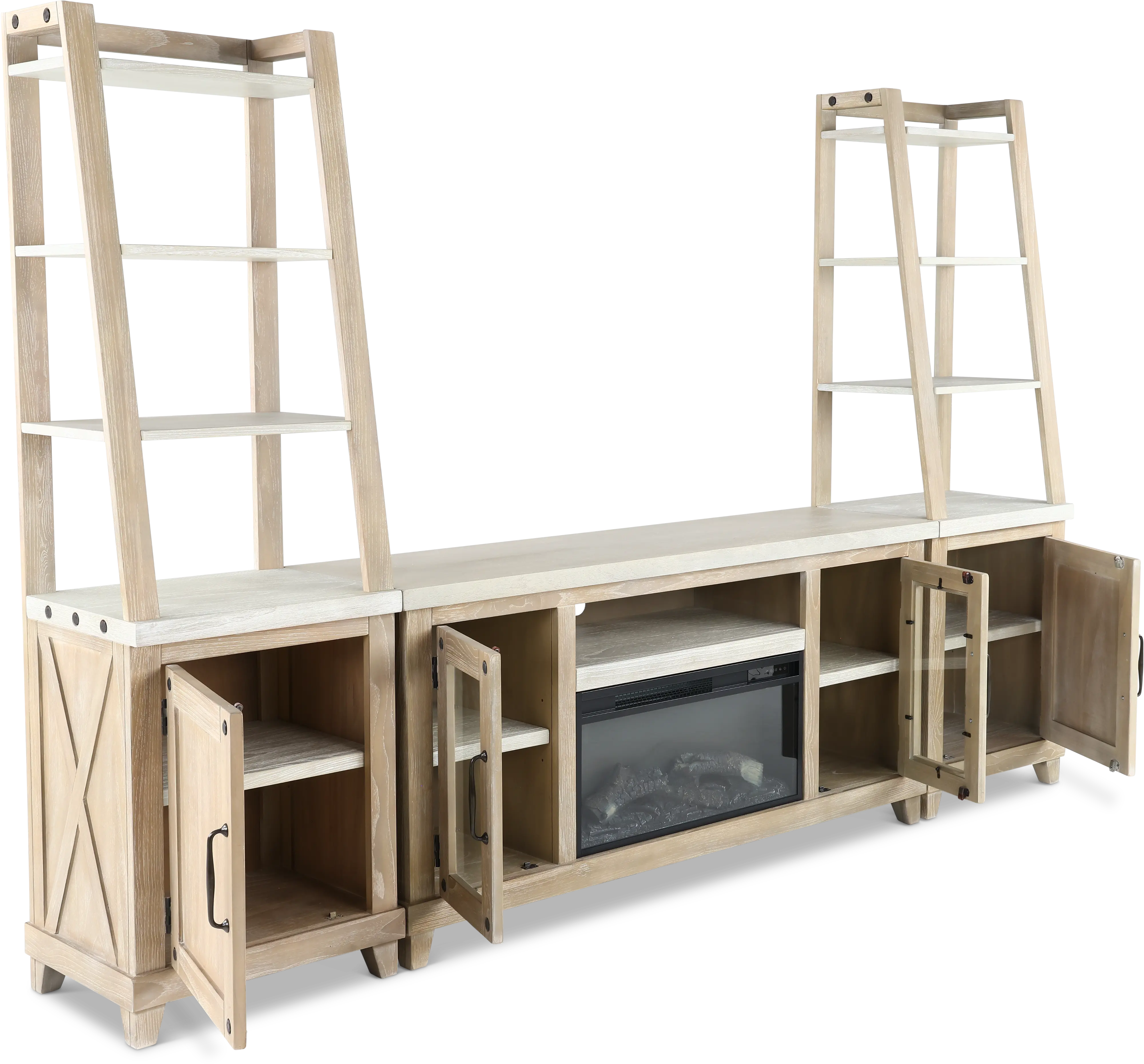 Rivan 64 Natural Fireplace Entertainment Center-6