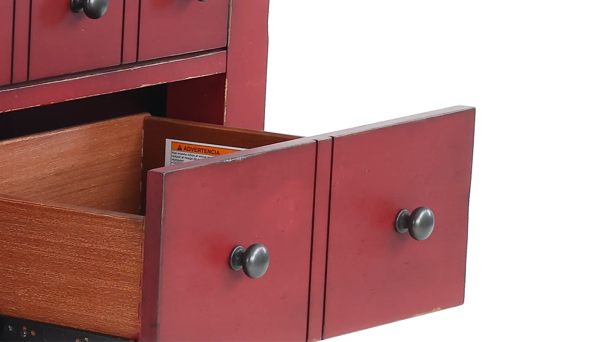 Country Living Oak and Red Green Kitchen Island-9