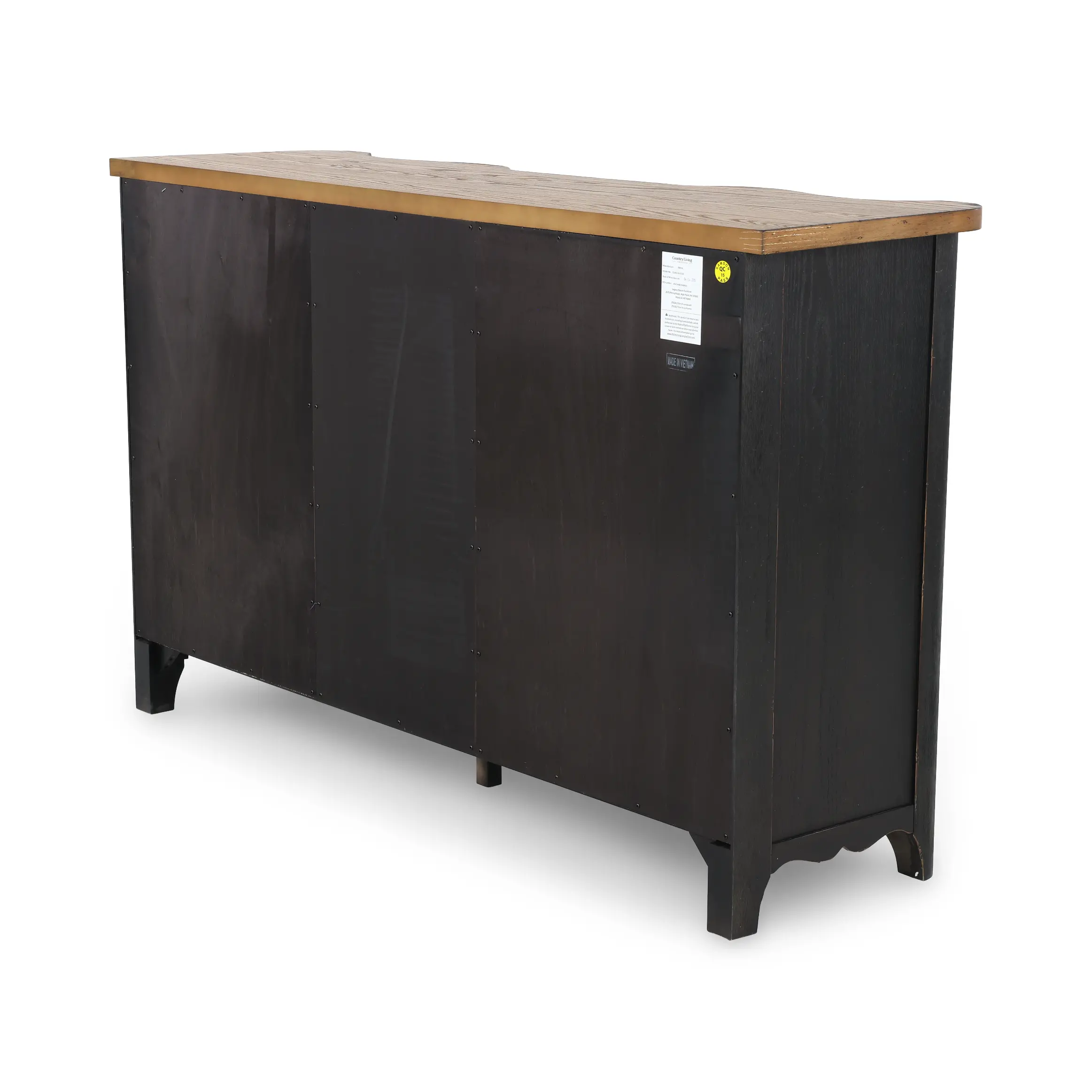 Country Living Black and Oak Scalloped Door Chest-6