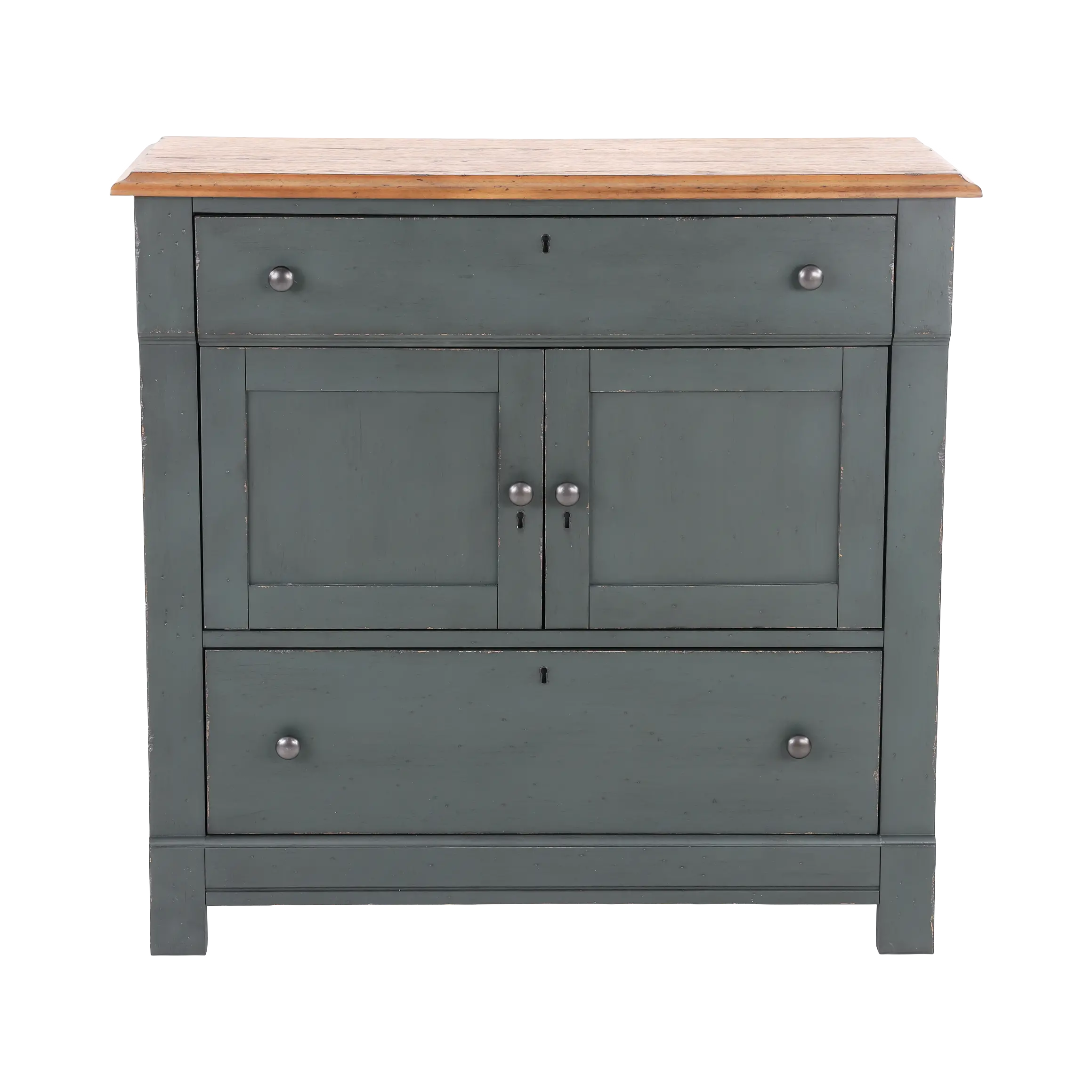 Country Living Oak and Green Washstand Accent Chest-1