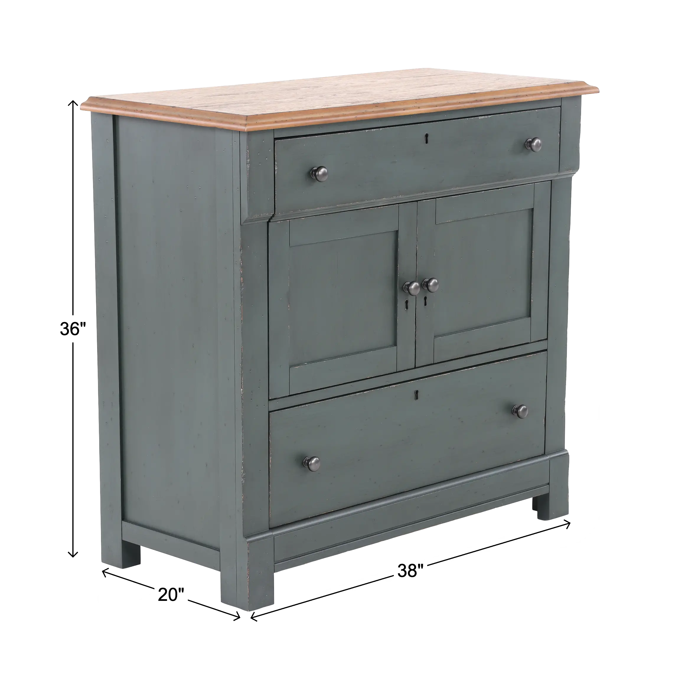 Country Living Oak and Green Washstand Accent Chest-3
