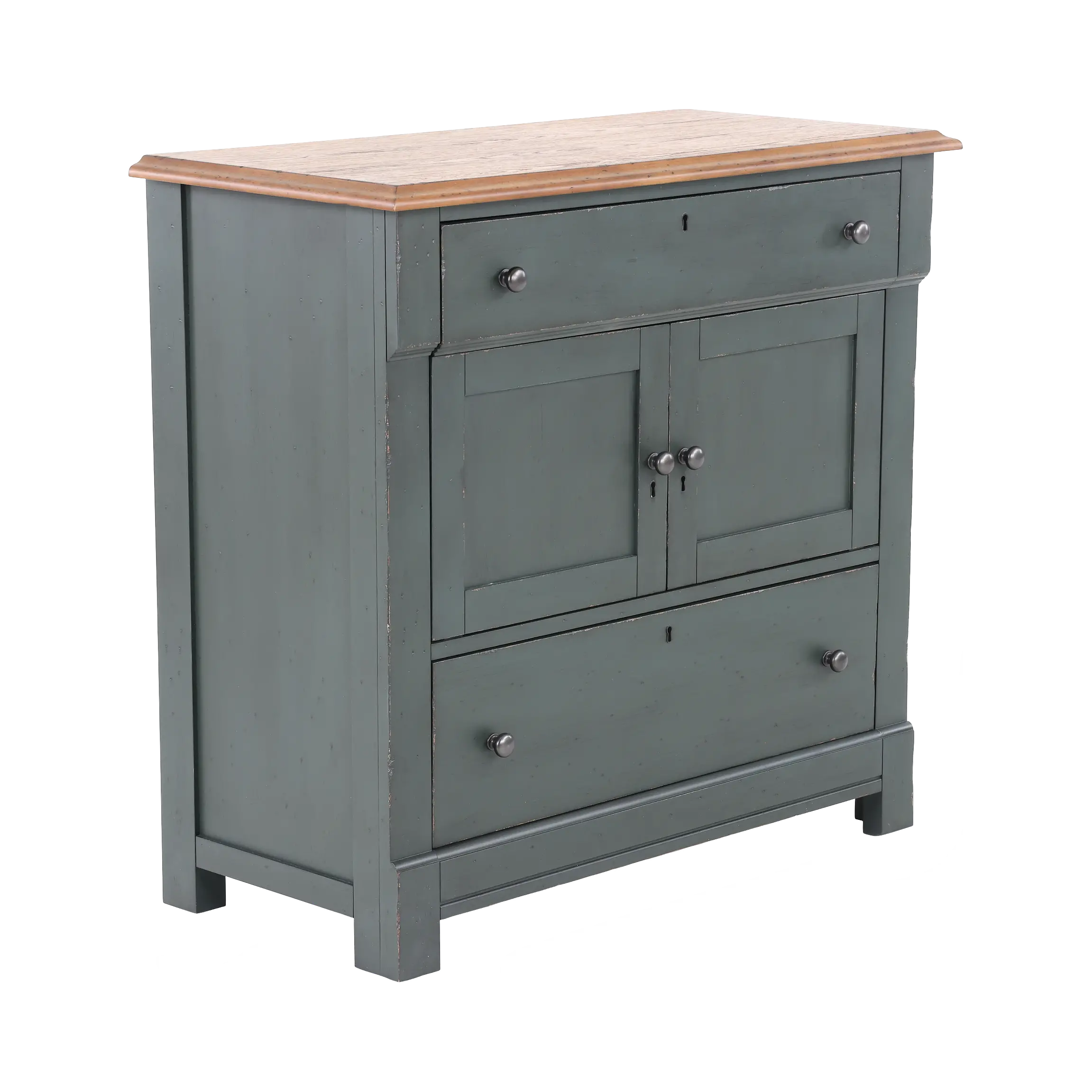 Country Living Oak and Green Washstand Accent Chest-4