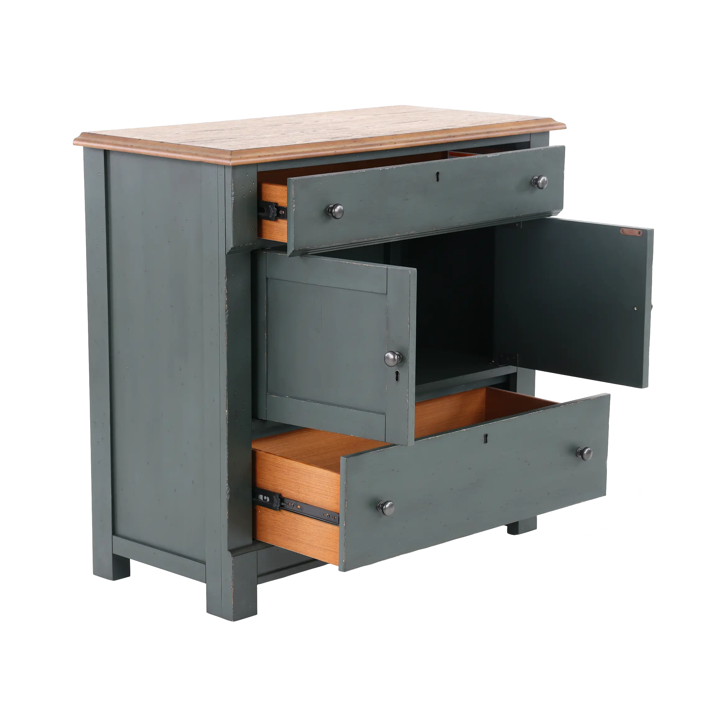 Country Living Oak and Green Washstand Accent Chest-5