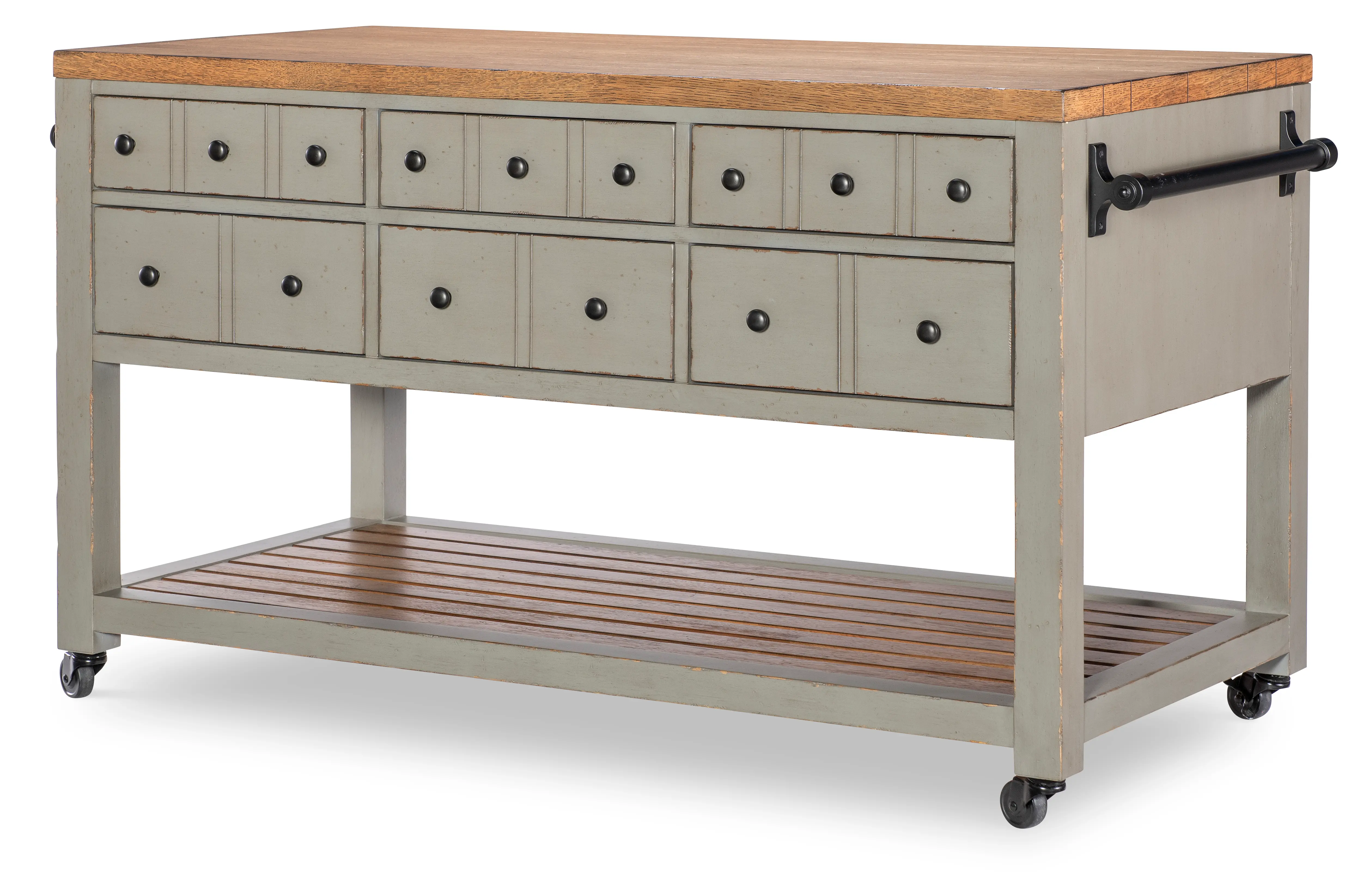 Country Living Oak and Moss Green Kitchen Island-4