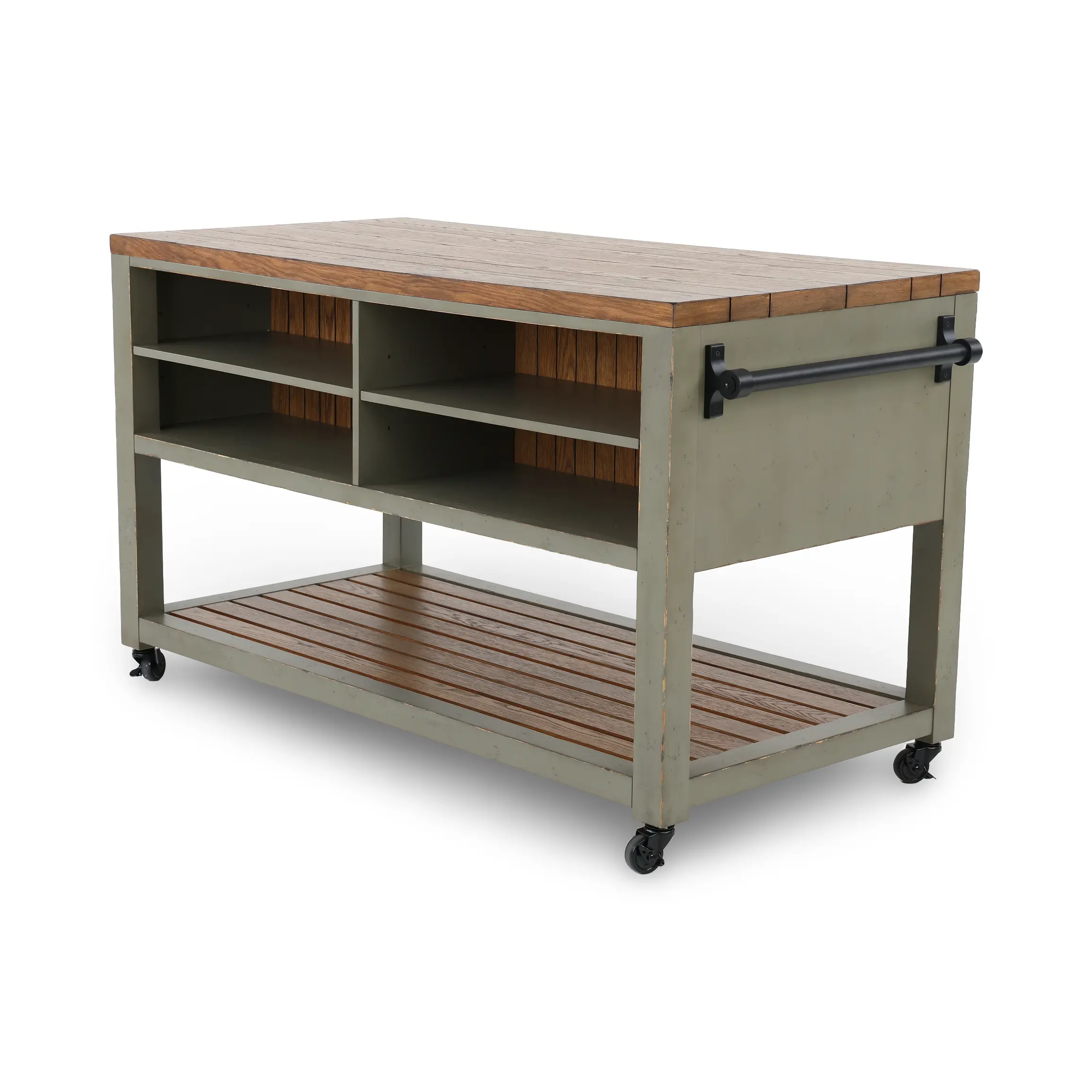 Country Living Oak and Moss Green Kitchen Island-7