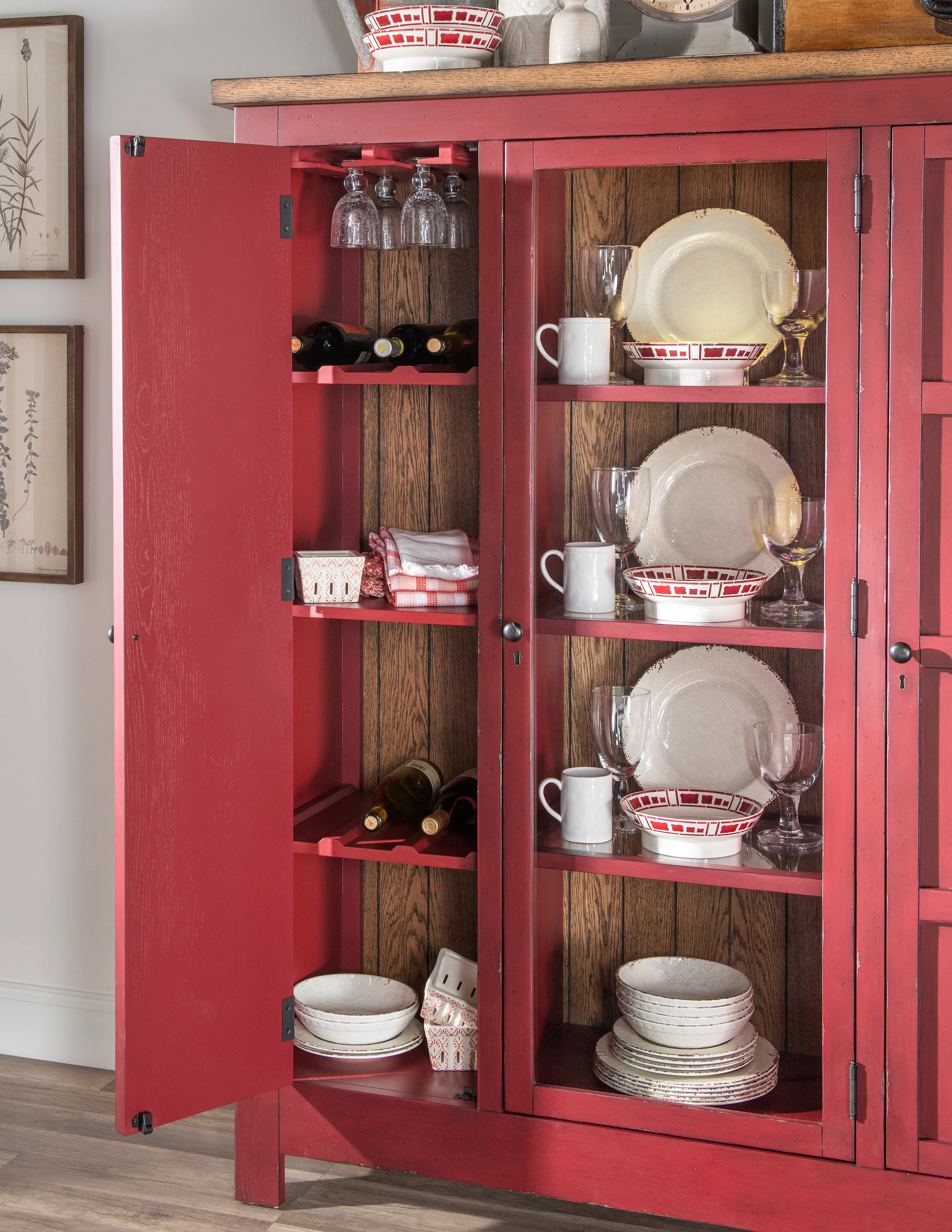 Country Living Red Pie Safe Cabinet-11