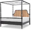 Country Living Black and Oak Queen Bobbin Canopy Bed