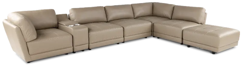 Nexus Cappuccino Brown Leather 7 Piece Sectional