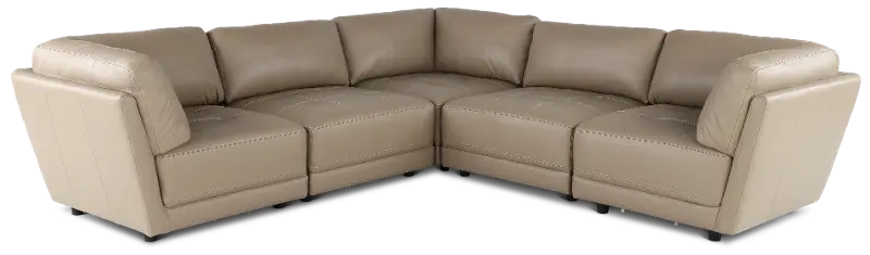 Nexus Cappuccino Brown Leather 5 Piece Sectional