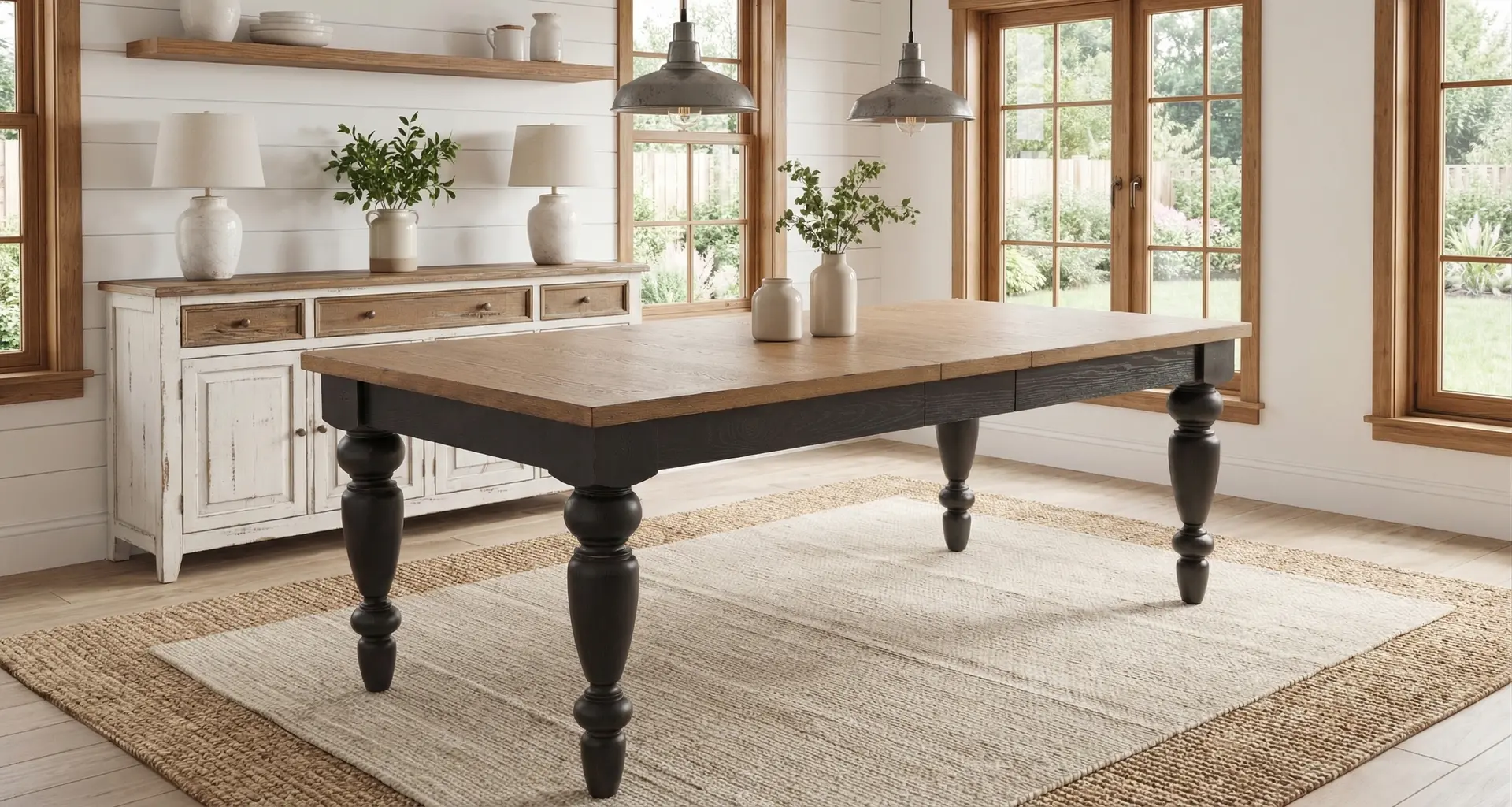 Country Living Oak and Black Dining Table-10