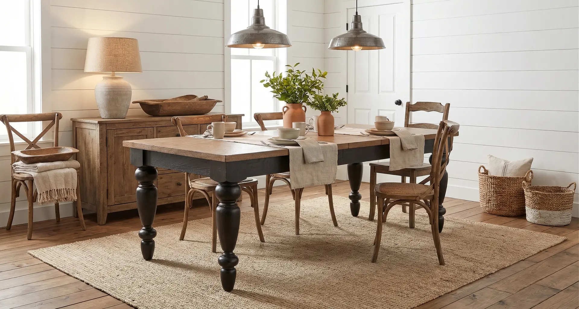 Country Living Oak and Black Dining Table-2