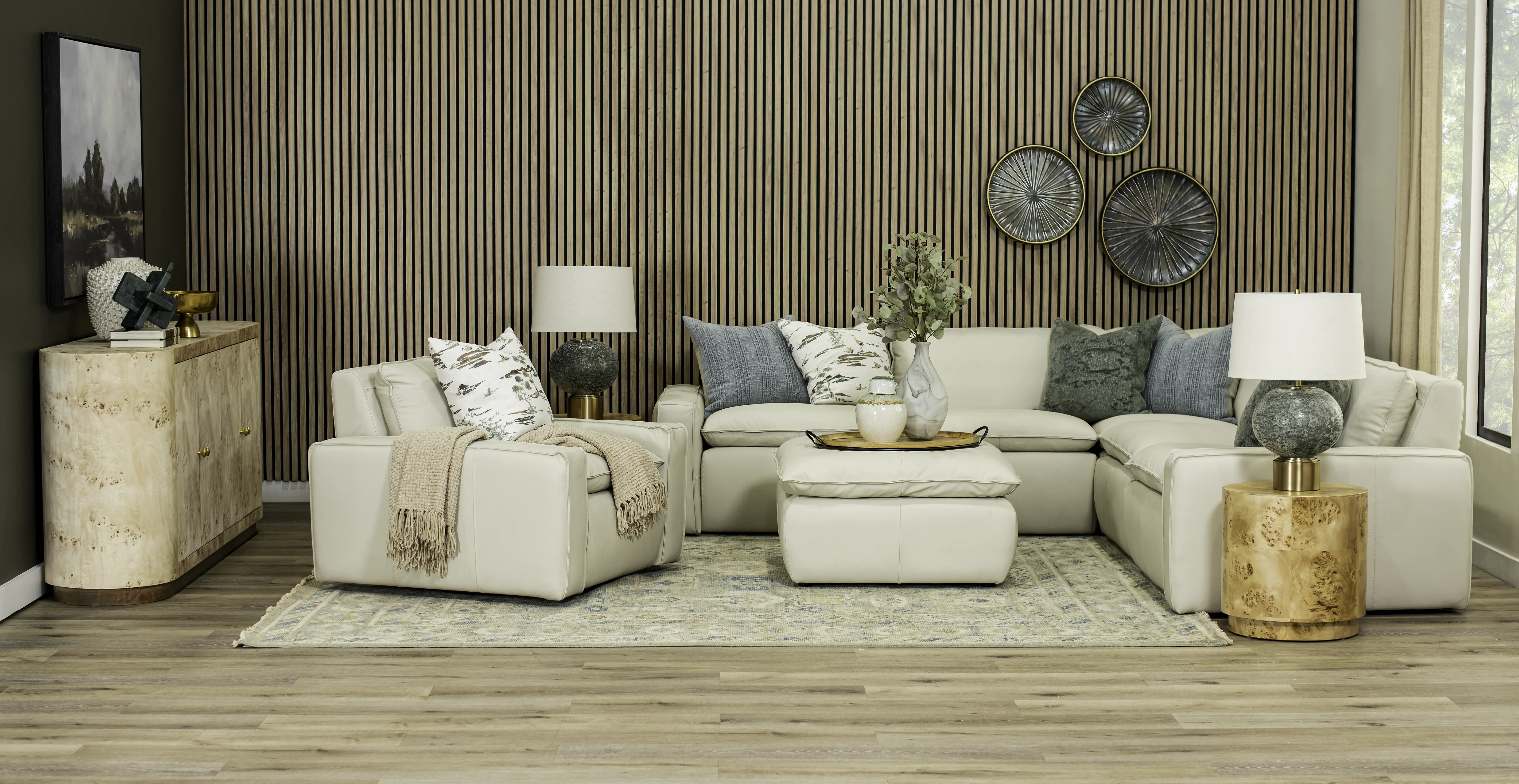 Oslo Off-White Leather Swivel Chair-2