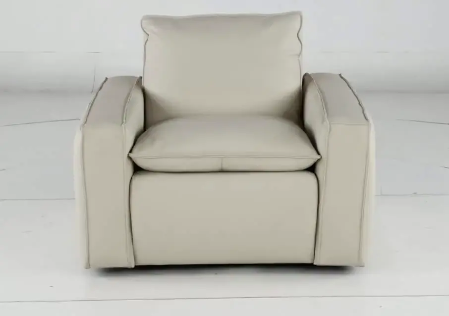 Oslo Off-White Leather Swivel Chair-9