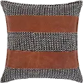 FNA0012020P Fiona Black and Brown Leather Accent Pillow