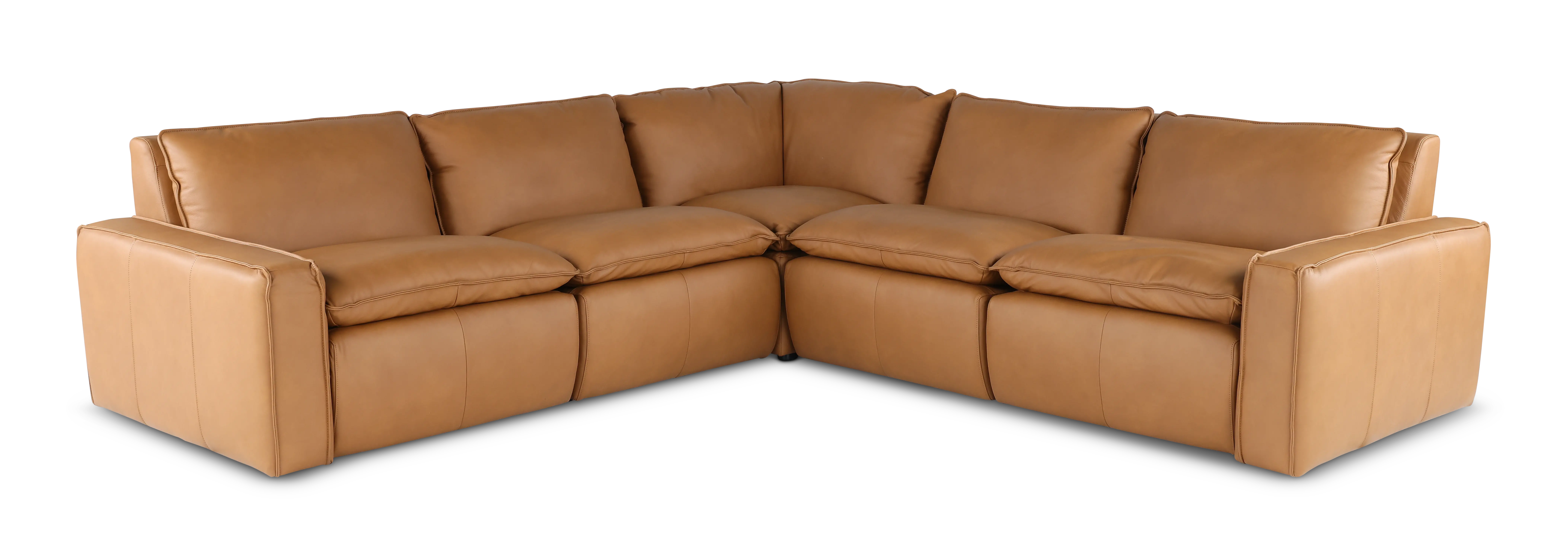 Oslo Tan Leather 5 Piece Sectional-1