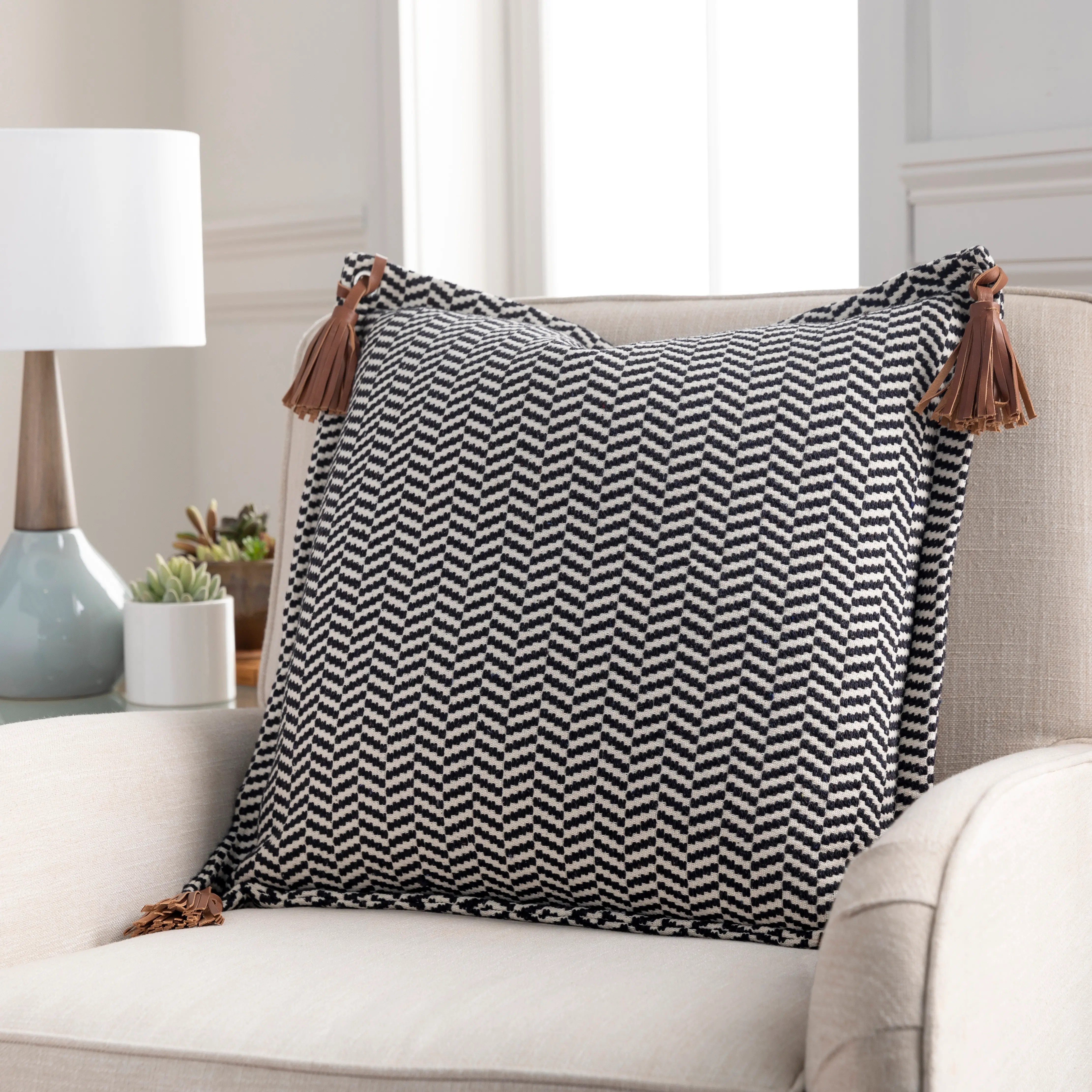 FNA0032020P Fiona II Brown Leather Accent Pillow-2