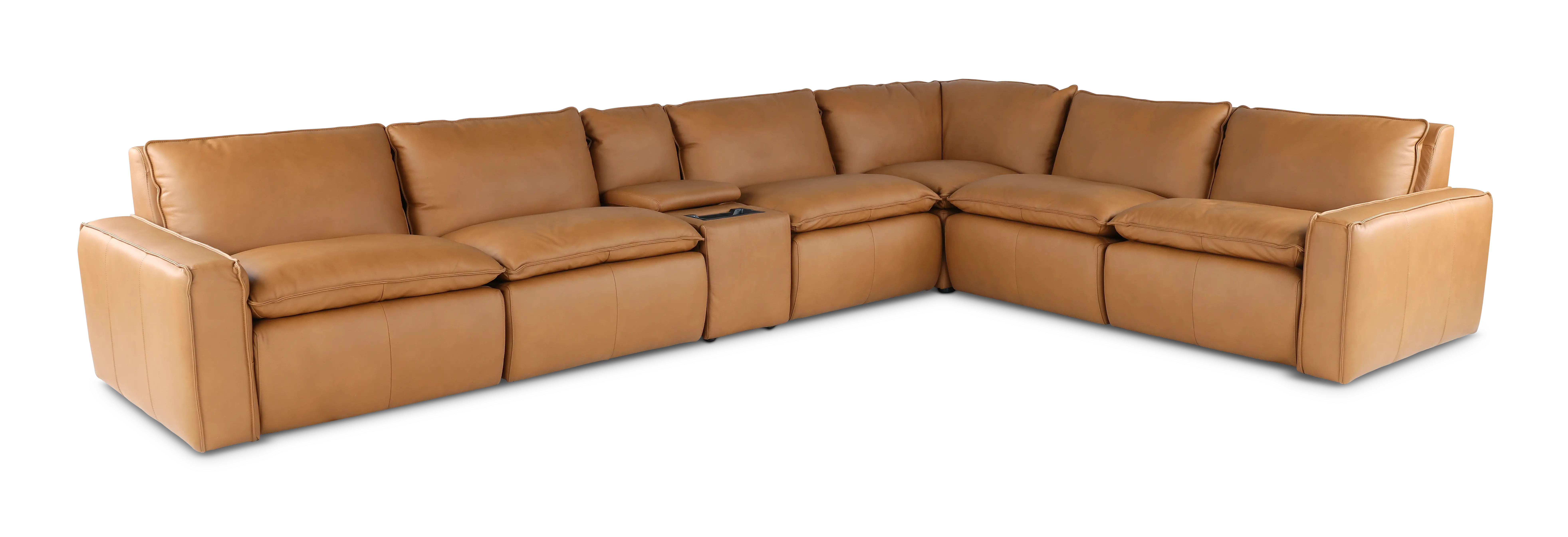 Oslo Tan Leather 7 Piece Sectional-1
