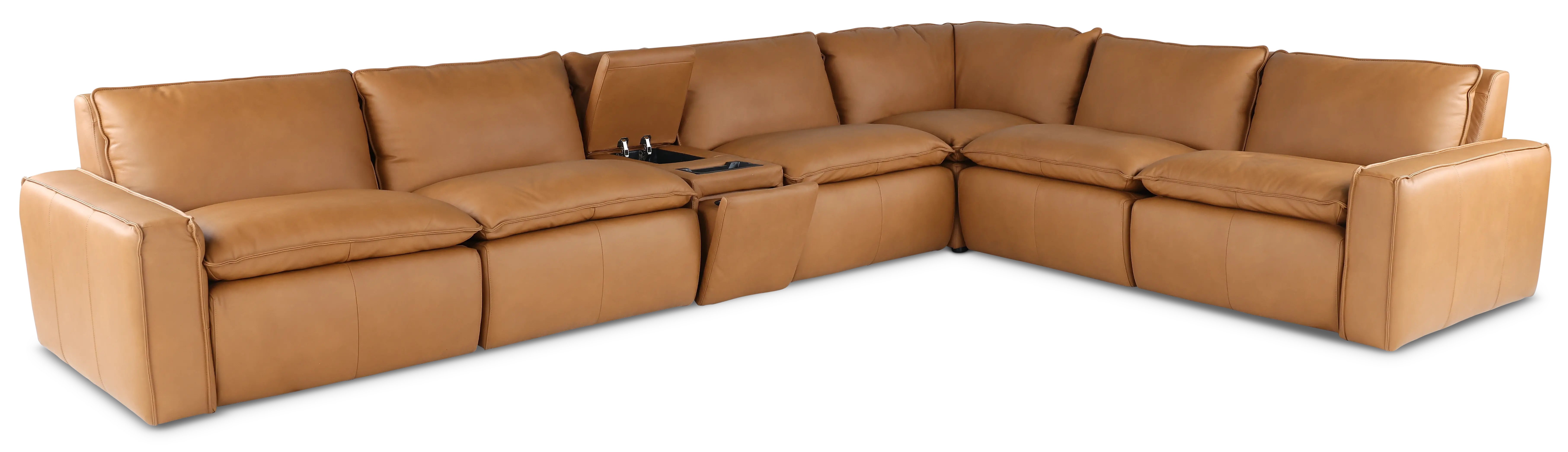 Oslo Tan Leather 7 Piece Sectional-2
