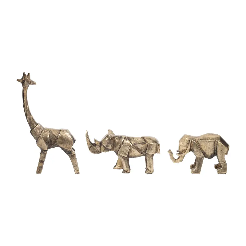 Gold Geometric Safari Animals, Set of 3