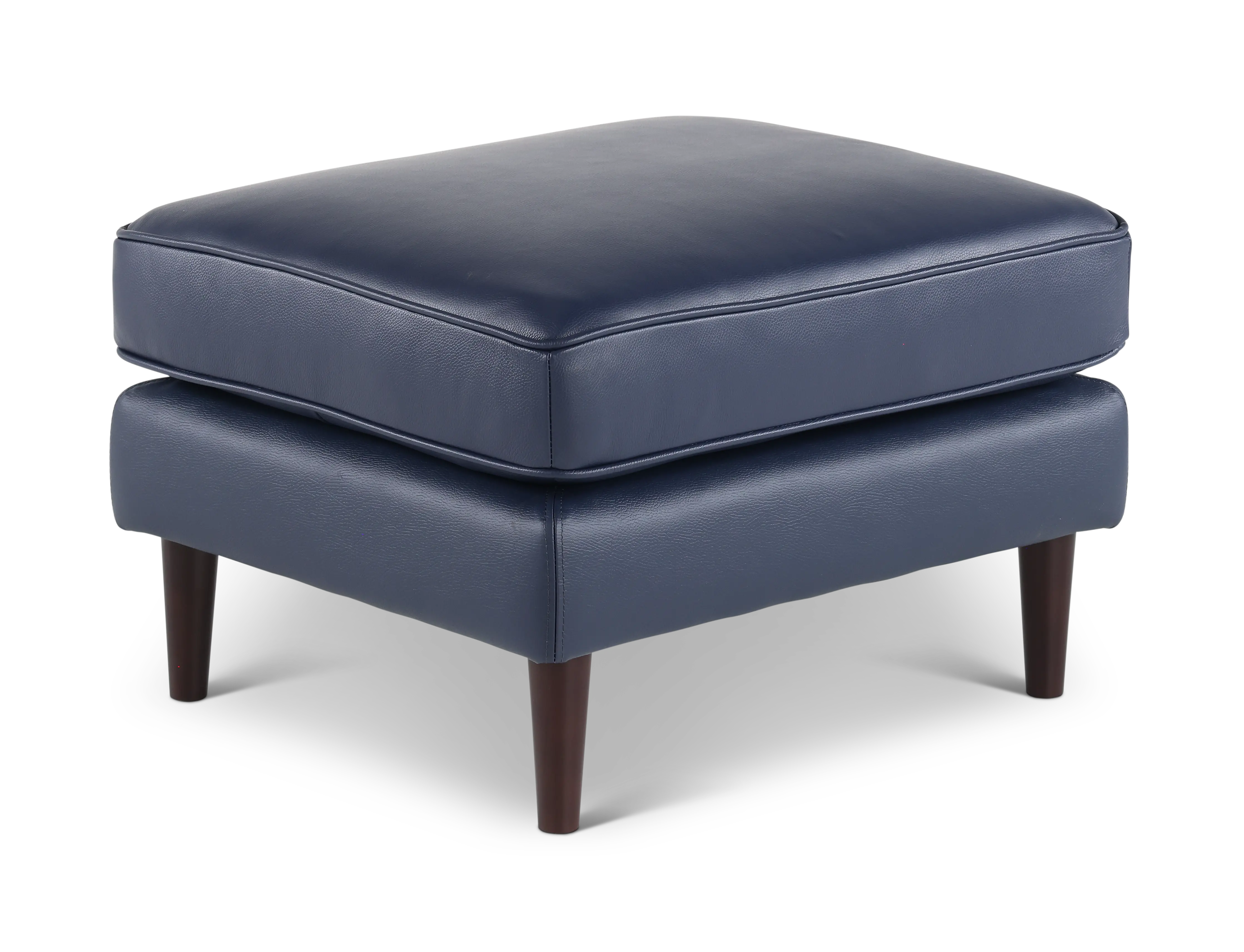 Stark Blue Leather Ottoman-1