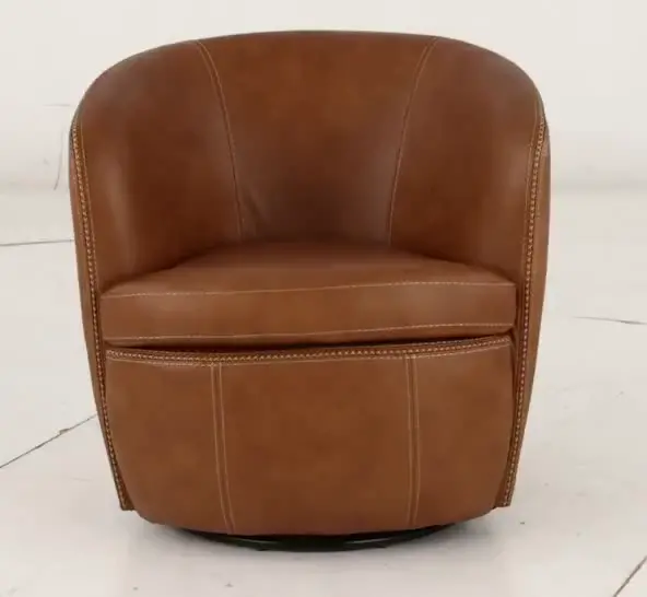 Barolo Vintage Carmel Leather Swivel Club Chair-11