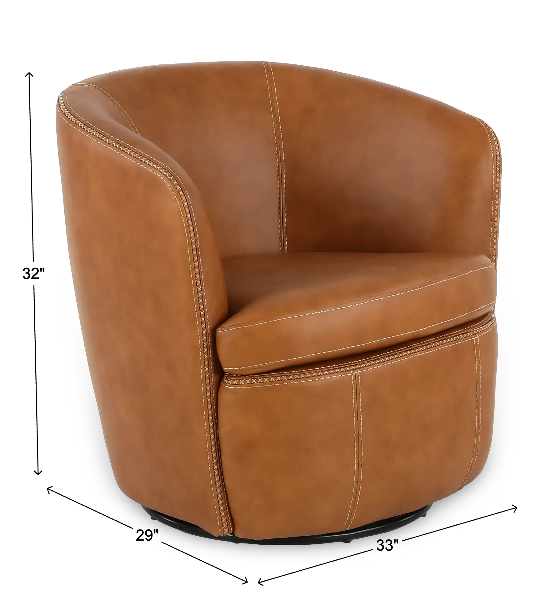Barolo Vintage Carmel Leather Swivel Club Chair-3