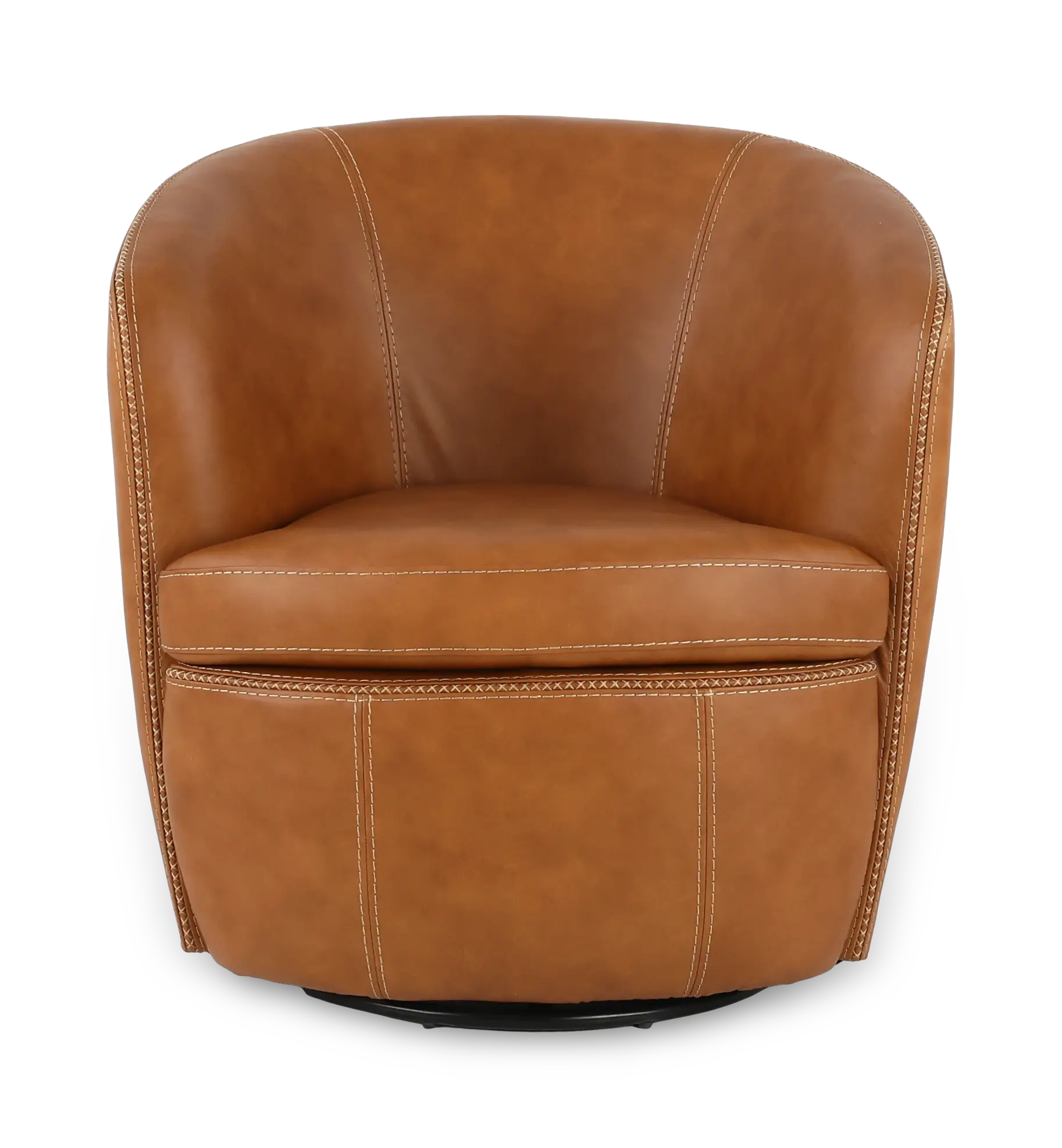 Barolo Vintage Carmel Leather Swivel Club Chair-4