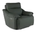 Istanbul Dark Green Leather Power Recliner with Power Headrest