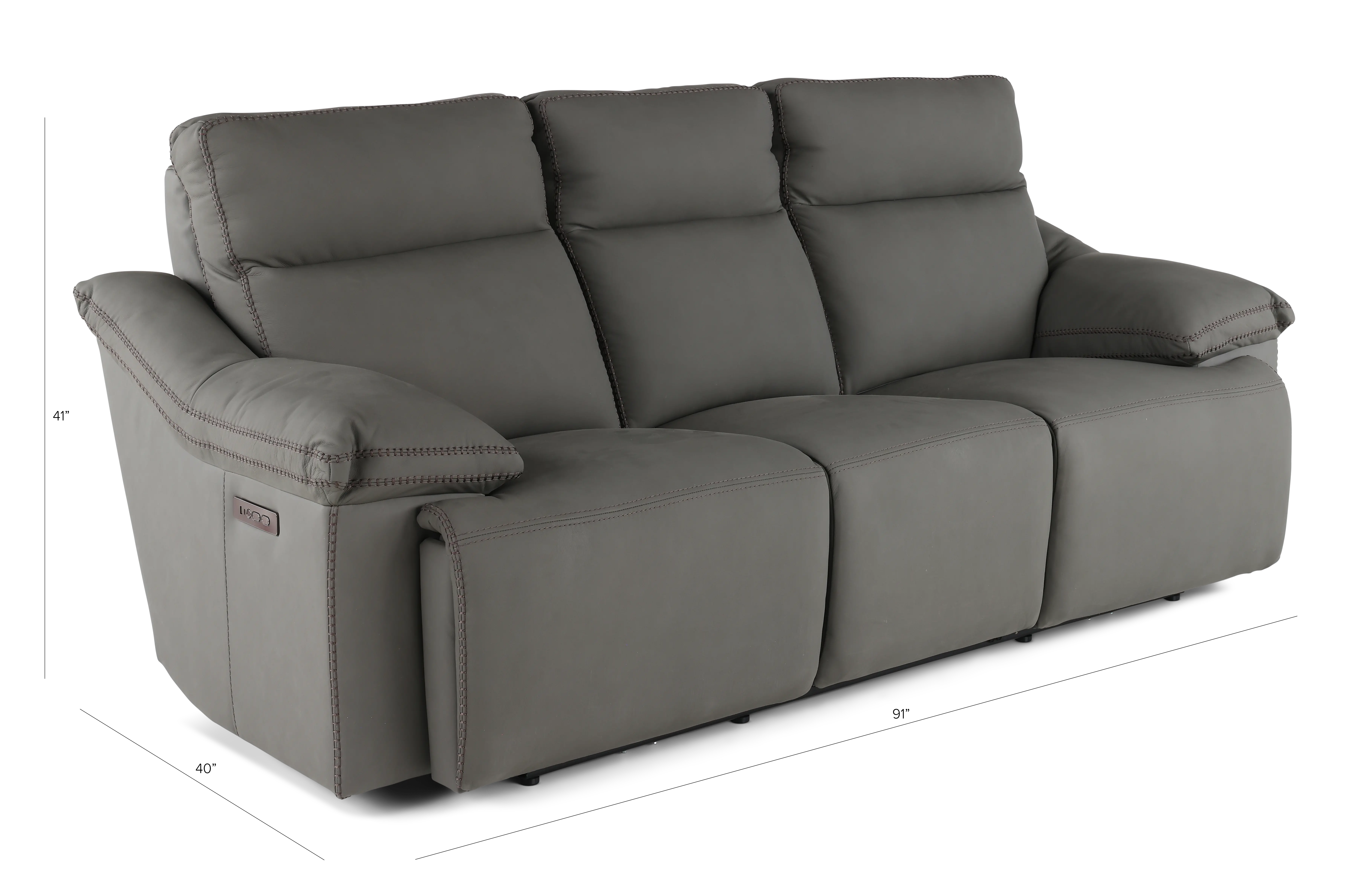 Istanbul Gray Leather Power Reclining Sofa with Power Headrests-3