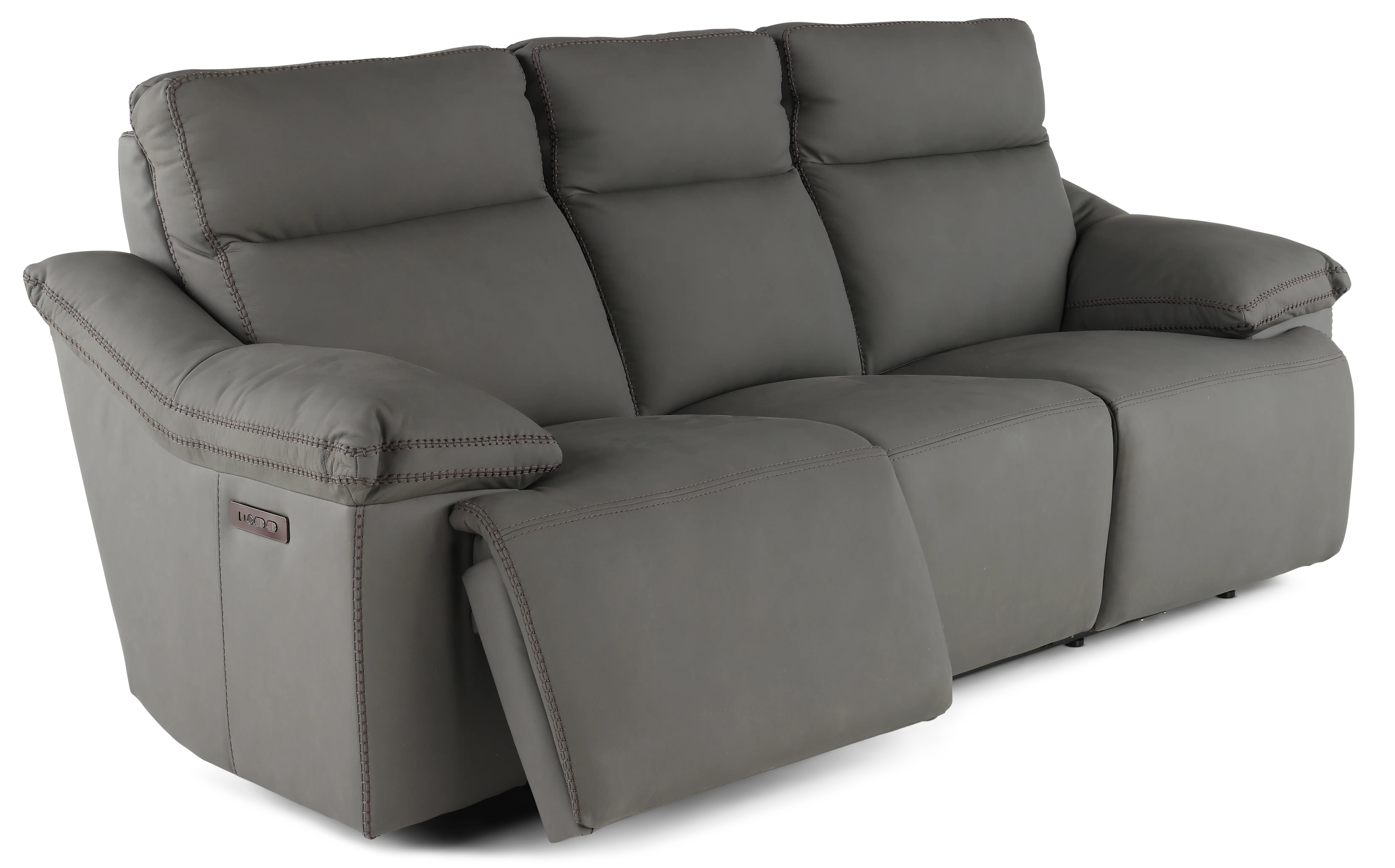 Istanbul Gray Leather Power Reclining Sofa with Power Headrests-4