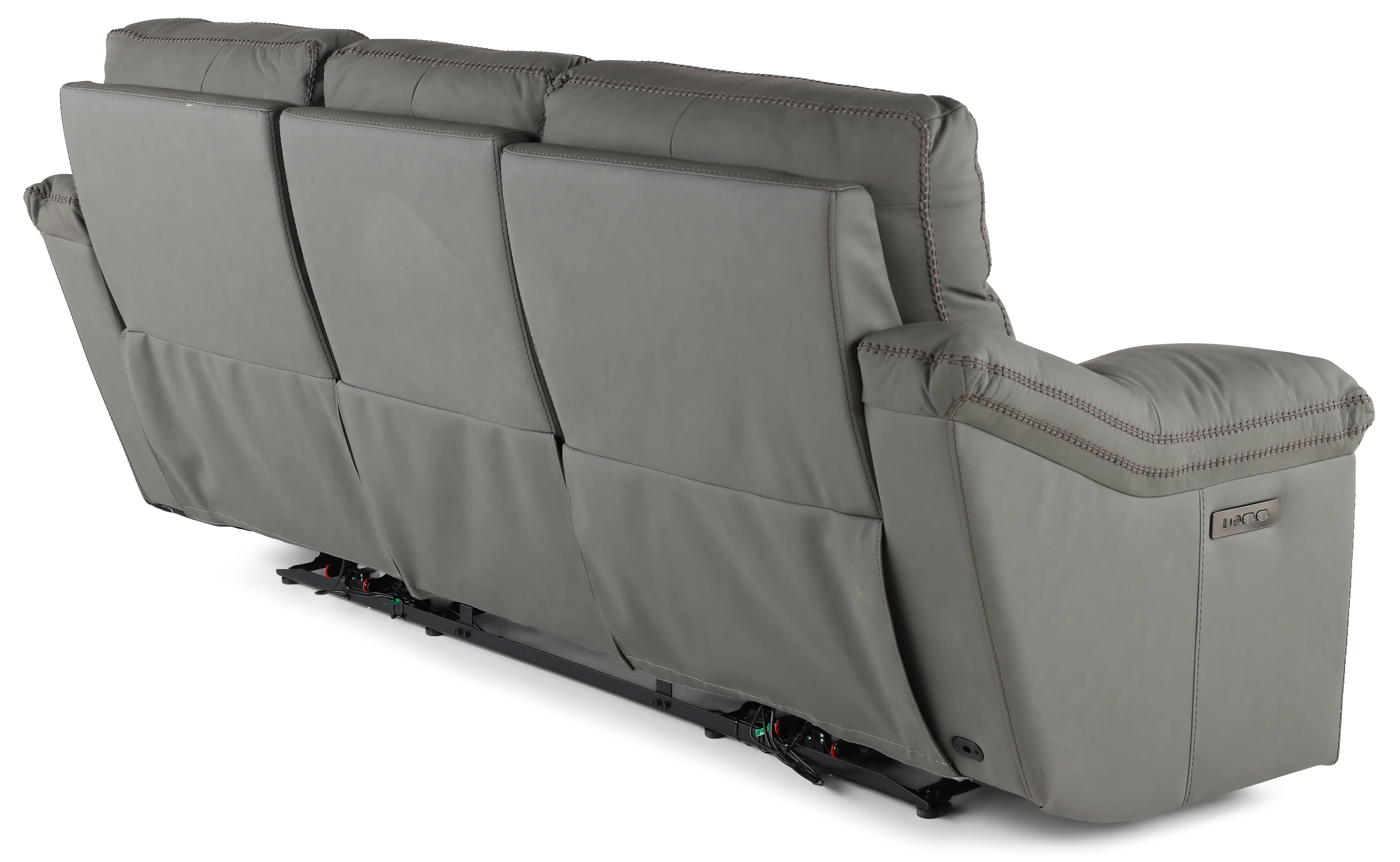 Istanbul Gray Leather Power Reclining Sofa with Power Headrests-5