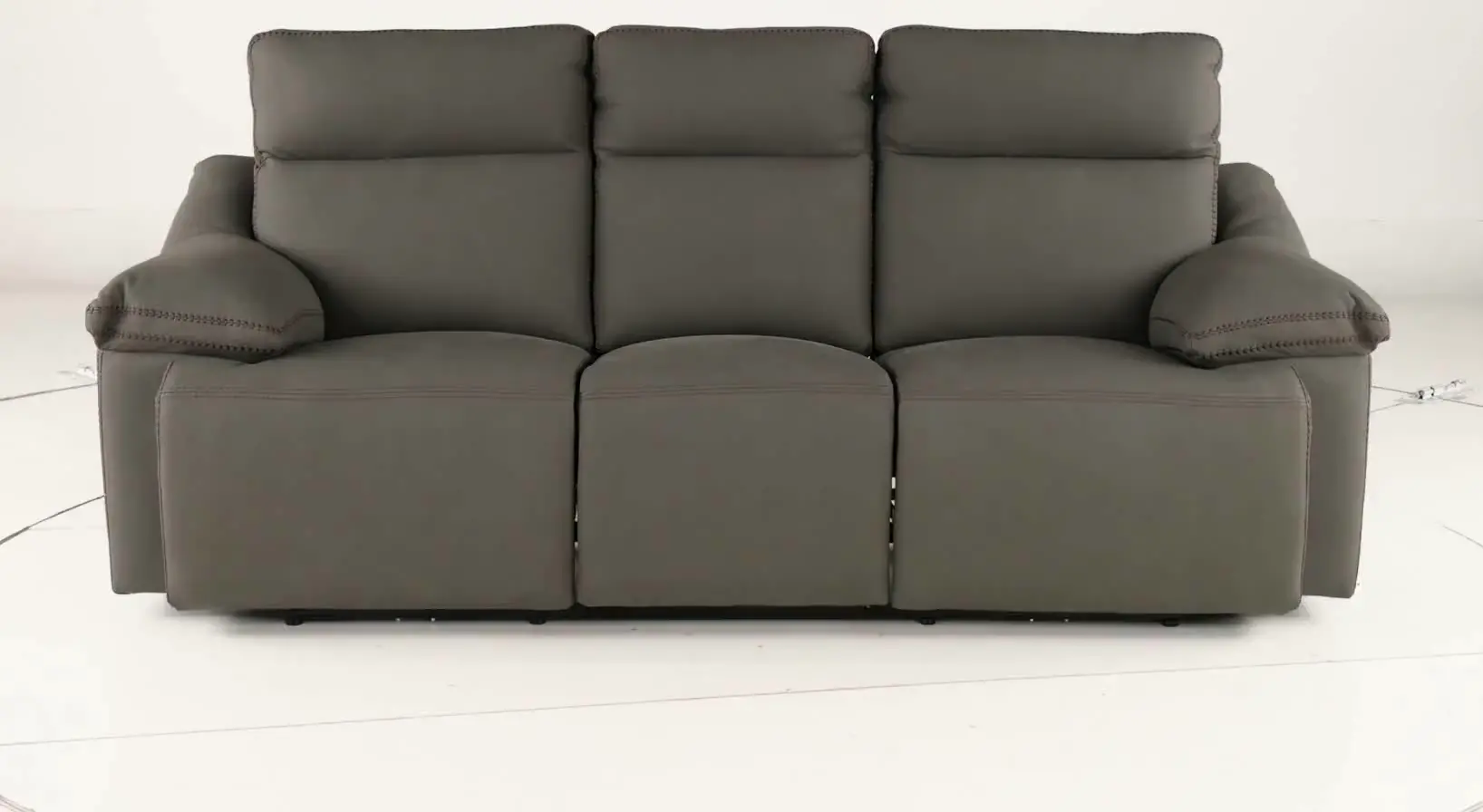 Istanbul Gray Leather Power Reclining Sofa with Power Headrests-8